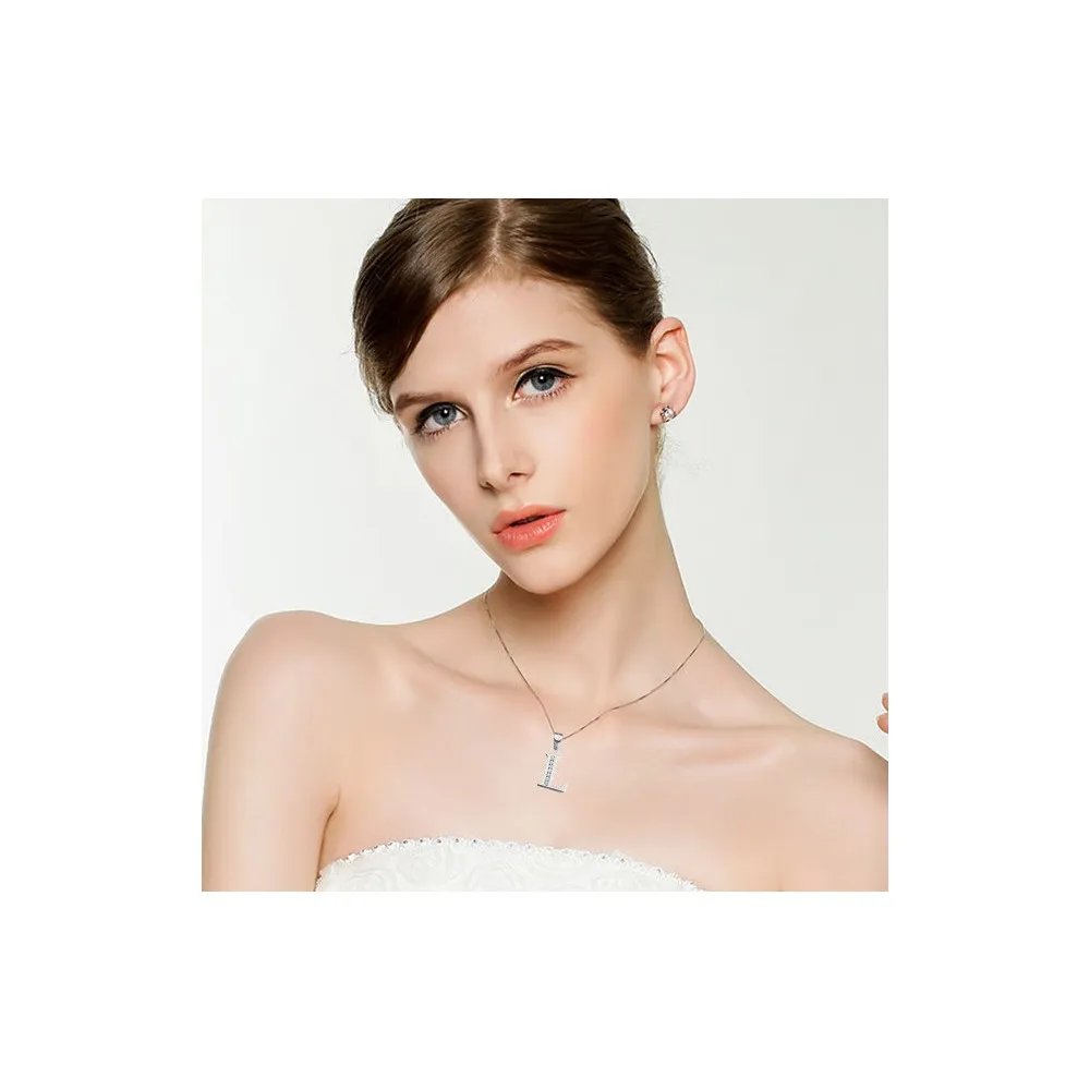 COLLANA CIONDOLO LETTERA INIZIALE L IN ARGENTO RODIATO ORO BIANCO E BRILLANTI