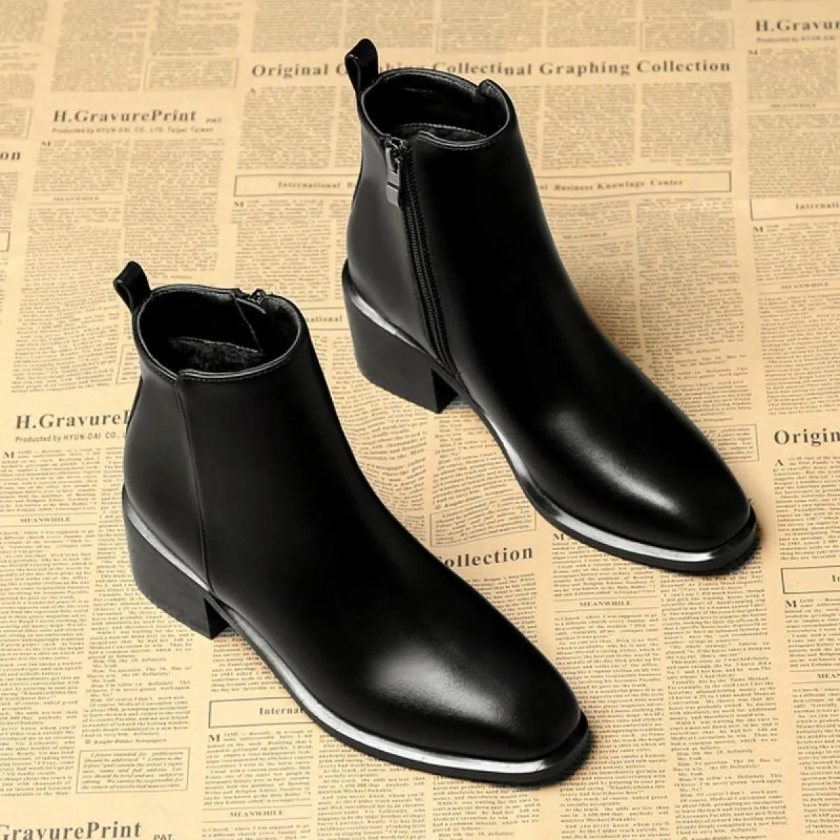 Donne Casual Business Party Abito formale Stivali con tacco alto Scarpe in pelle di mucca nera Stivaletti con punta a punta Zapa