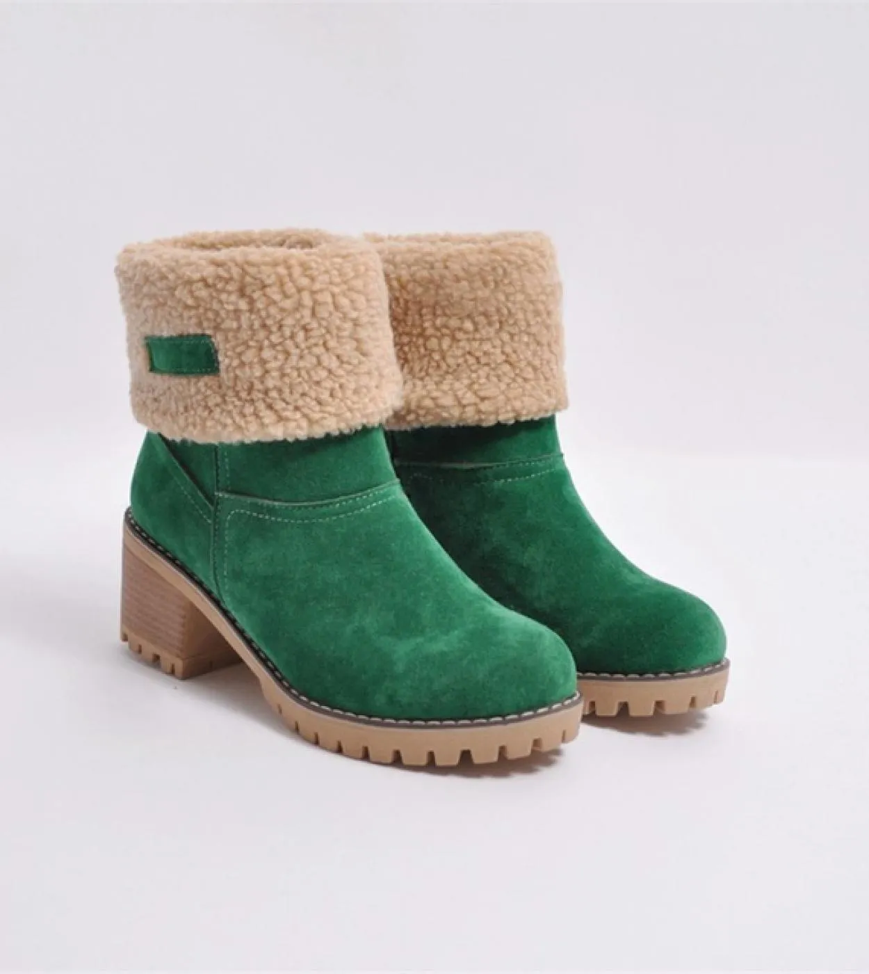 Donne Inverno Neve Stivali Caldi 5 cm Tacchi Alti Pelliccia di Pecora Stivali di Feltro Tacchi Bassi In Pile Neve Stivaletti All