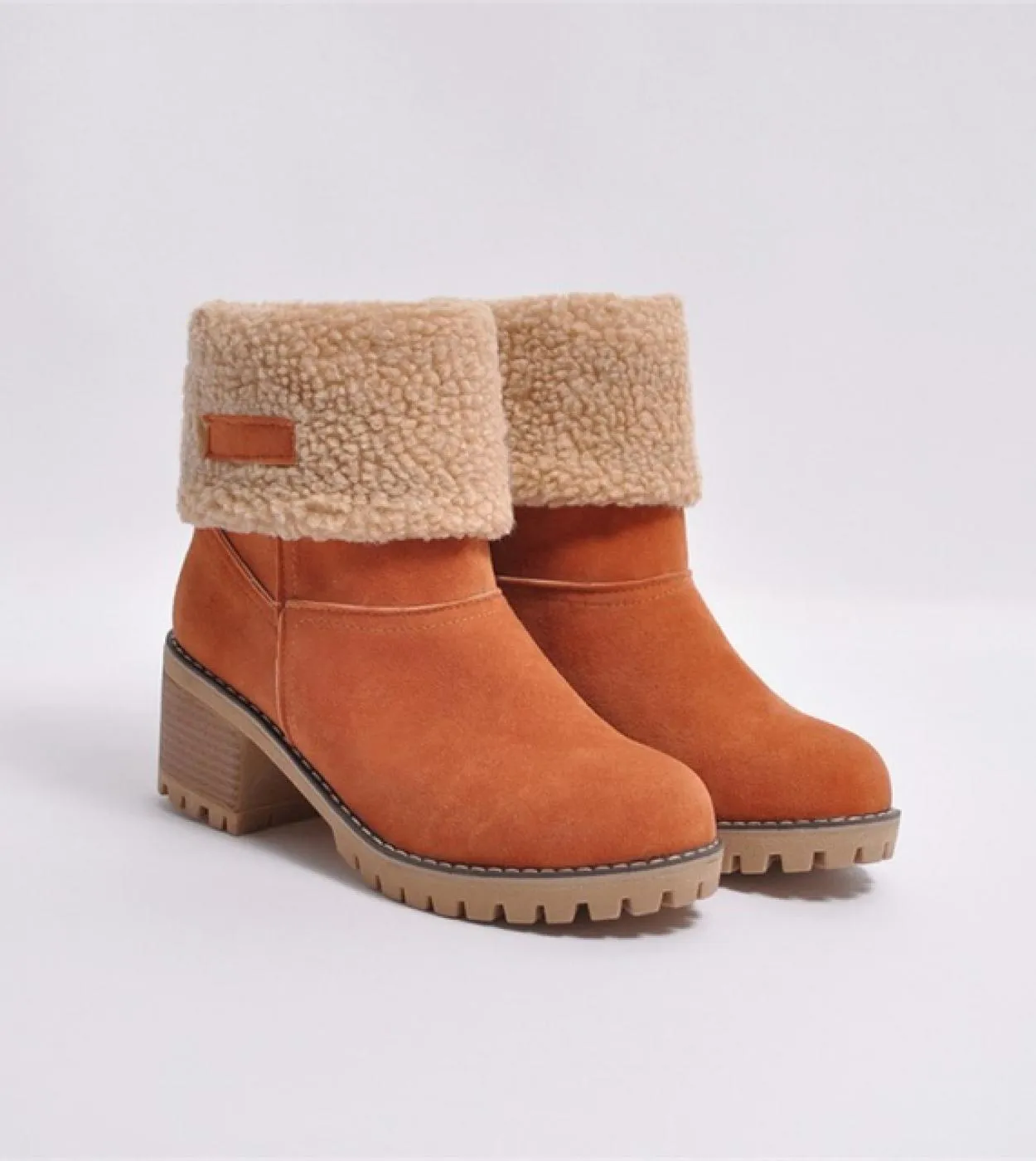 Donne Inverno Neve Stivali Caldi 5 cm Tacchi Alti Pelliccia di Pecora Stivali di Feltro Tacchi Bassi In Pile Neve Stivaletti All