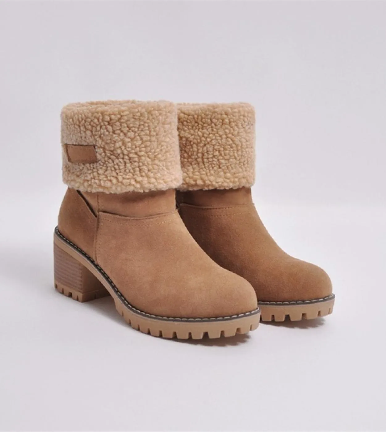 Donne Inverno Neve Stivali Caldi 5 cm Tacchi Alti Pelliccia di Pecora Stivali di Feltro Tacchi Bassi In Pile Neve Stivaletti All