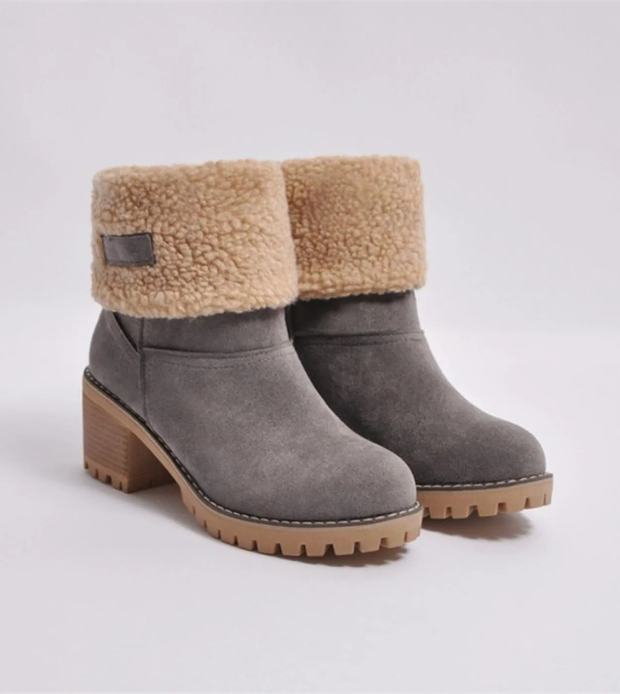 Donne Inverno Neve Stivali Caldi 5 cm Tacchi Alti Pelliccia di Pecora Stivali di Feltro Tacchi Bassi In Pile Neve Stivaletti All