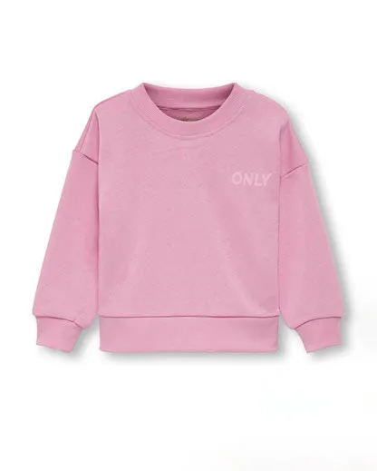 Felpa girocollo rosa in cotone con logo in tono stampato sul petto 3-7 anni