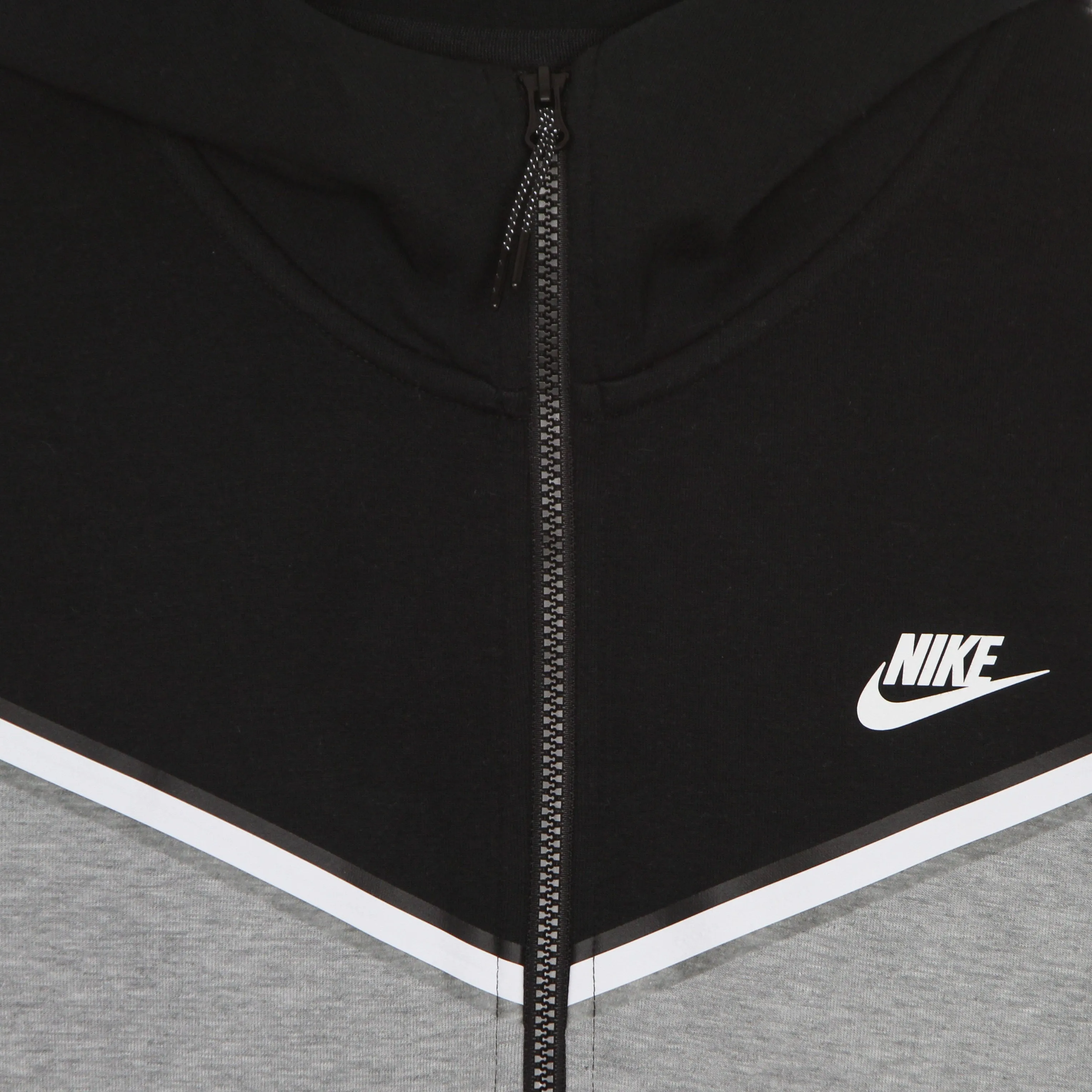 Felpa Leggera Cappuccio Zip Uomo Sportswear Tech Fleece Hoodie Black/dk Grey Heather/white