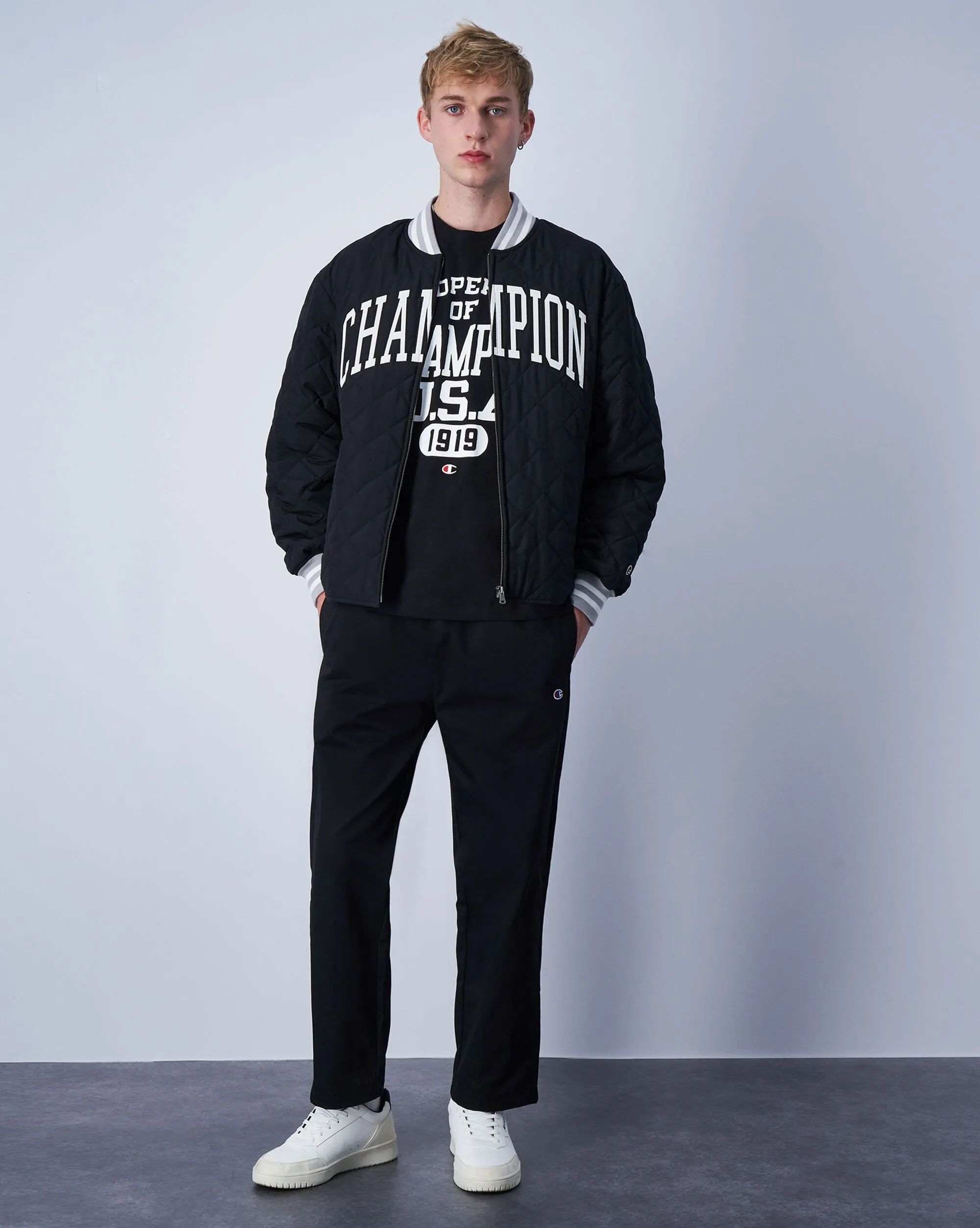 Giacca Bomber Full-Zip Big Logo Nero Uomo