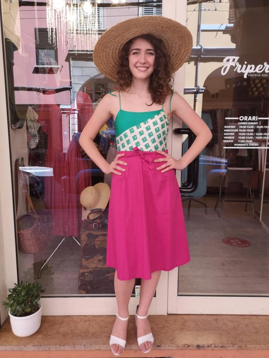 Gonna a pareo in cotone fuxia