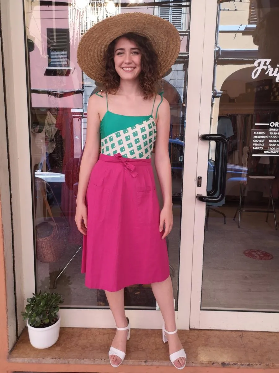 Gonna a pareo in cotone fuxia