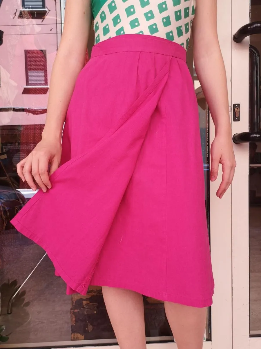 Gonna a pareo in cotone fuxia