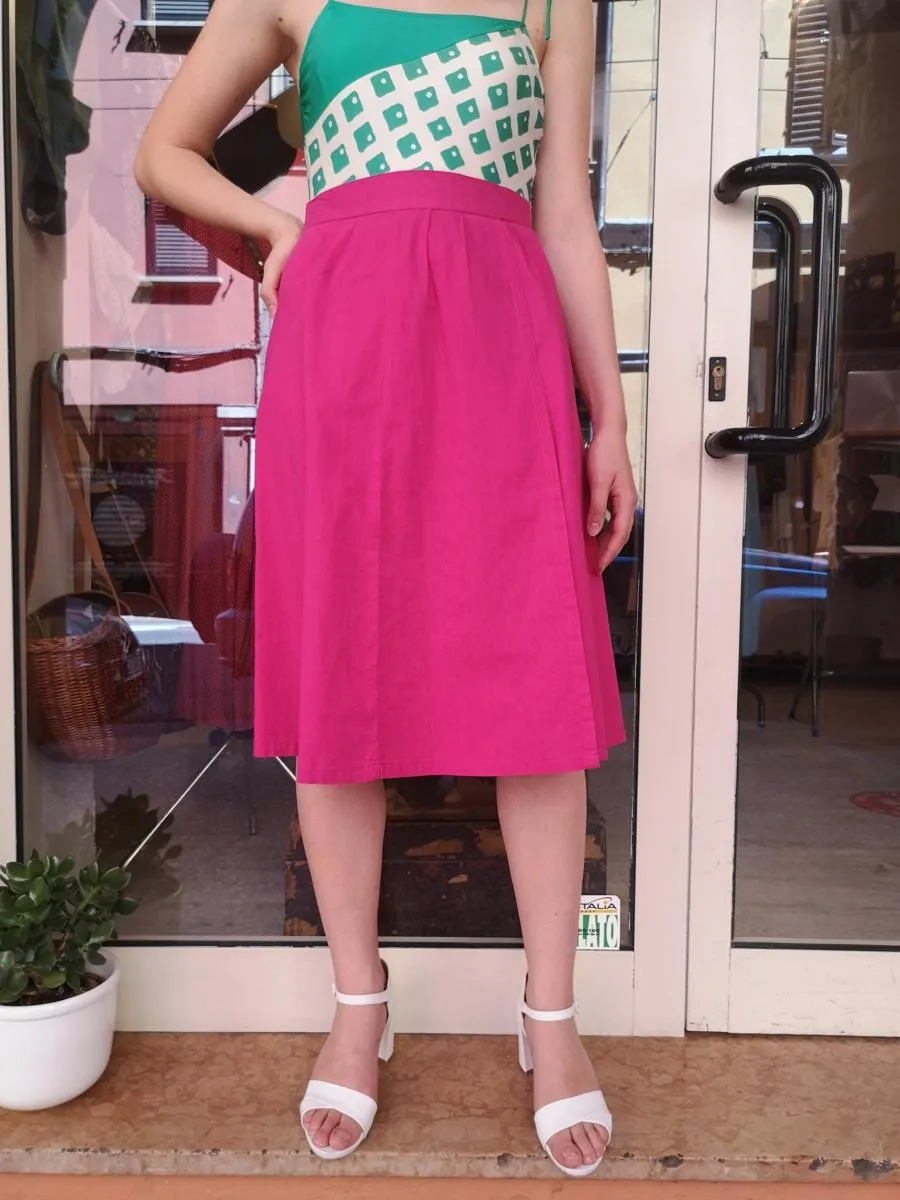 Gonna a pareo in cotone fuxia