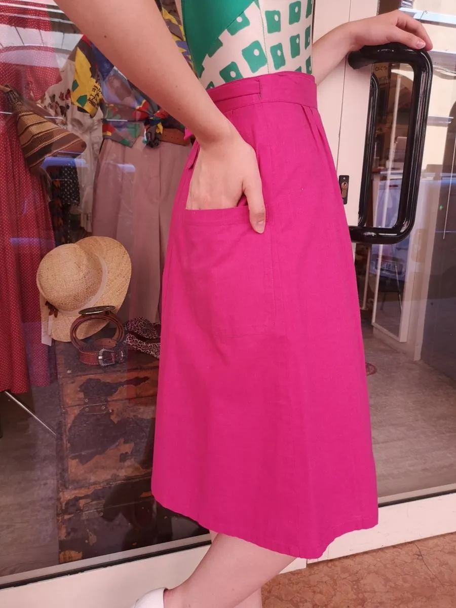 Gonna a pareo in cotone fuxia