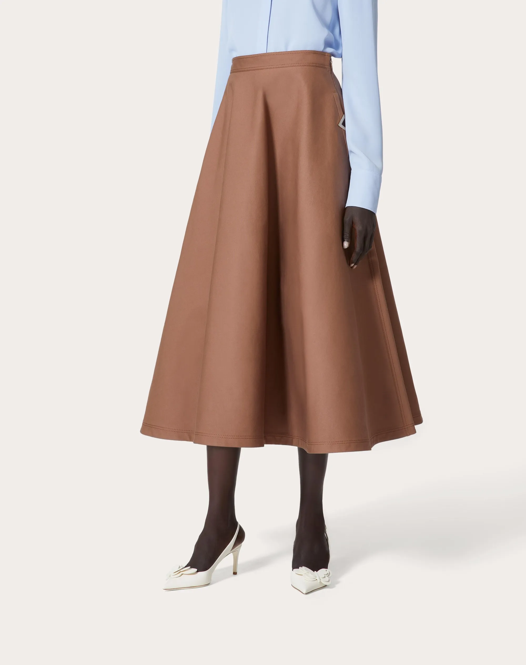 GONNA MIDI IN STRETCH COTTON CANVAS