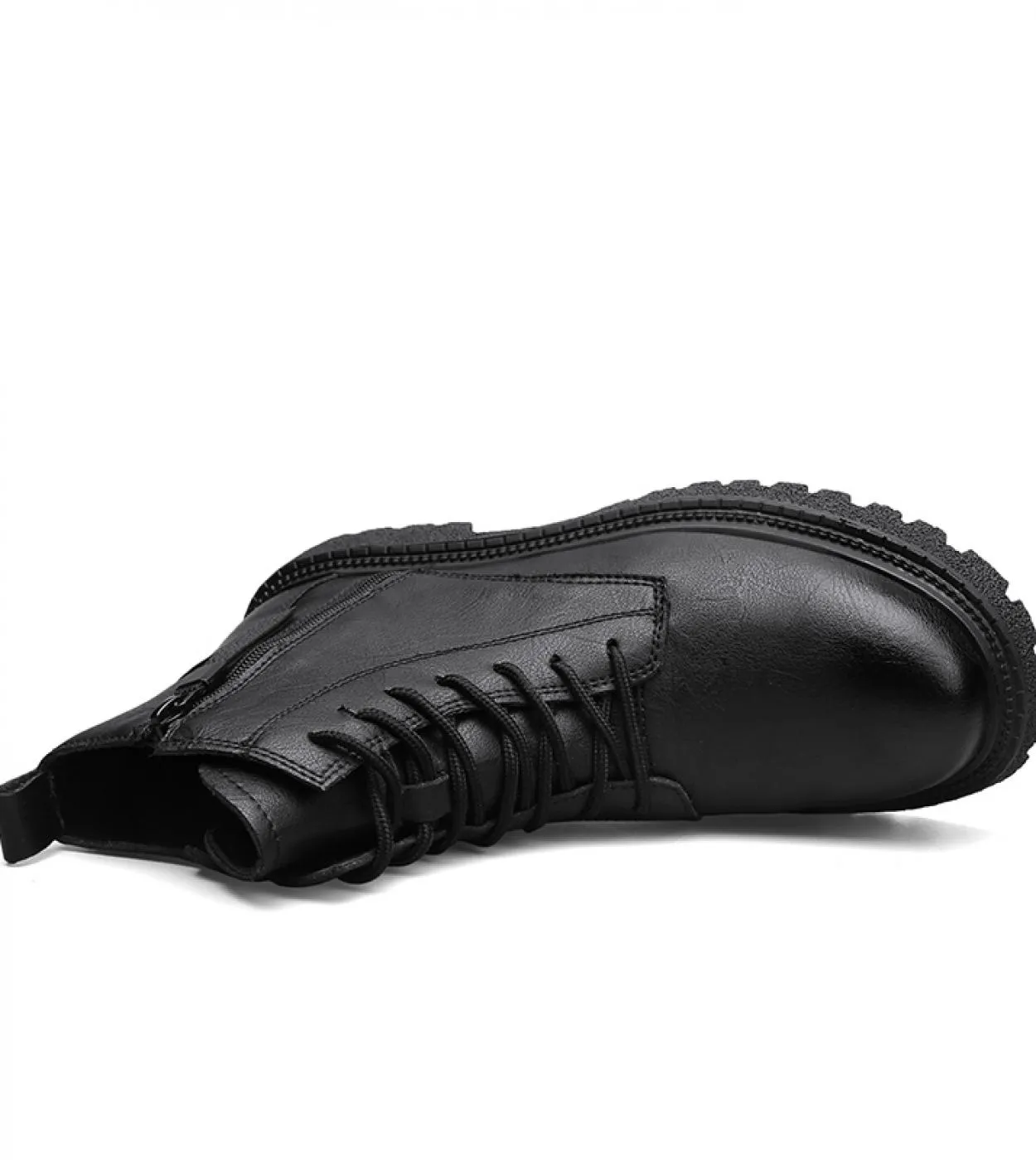Inverno Caldo Outdoor Stivali Neri da Uomo Stivali da Moto Stivali da Combattimento Stivaletti da Uomo in Vera Pelle Nero High T