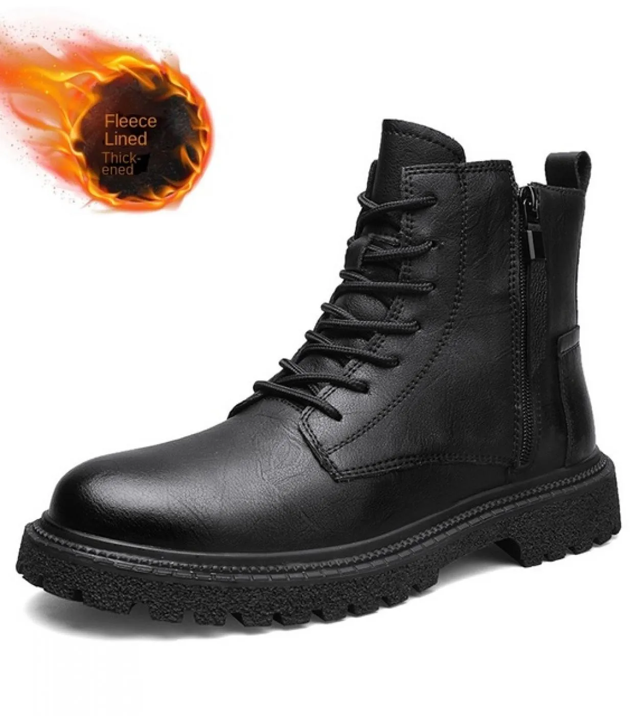 Inverno Caldo Outdoor Stivali Neri da Uomo Stivali da Moto Stivali da Combattimento Stivaletti da Uomo in Vera Pelle Nero High T
