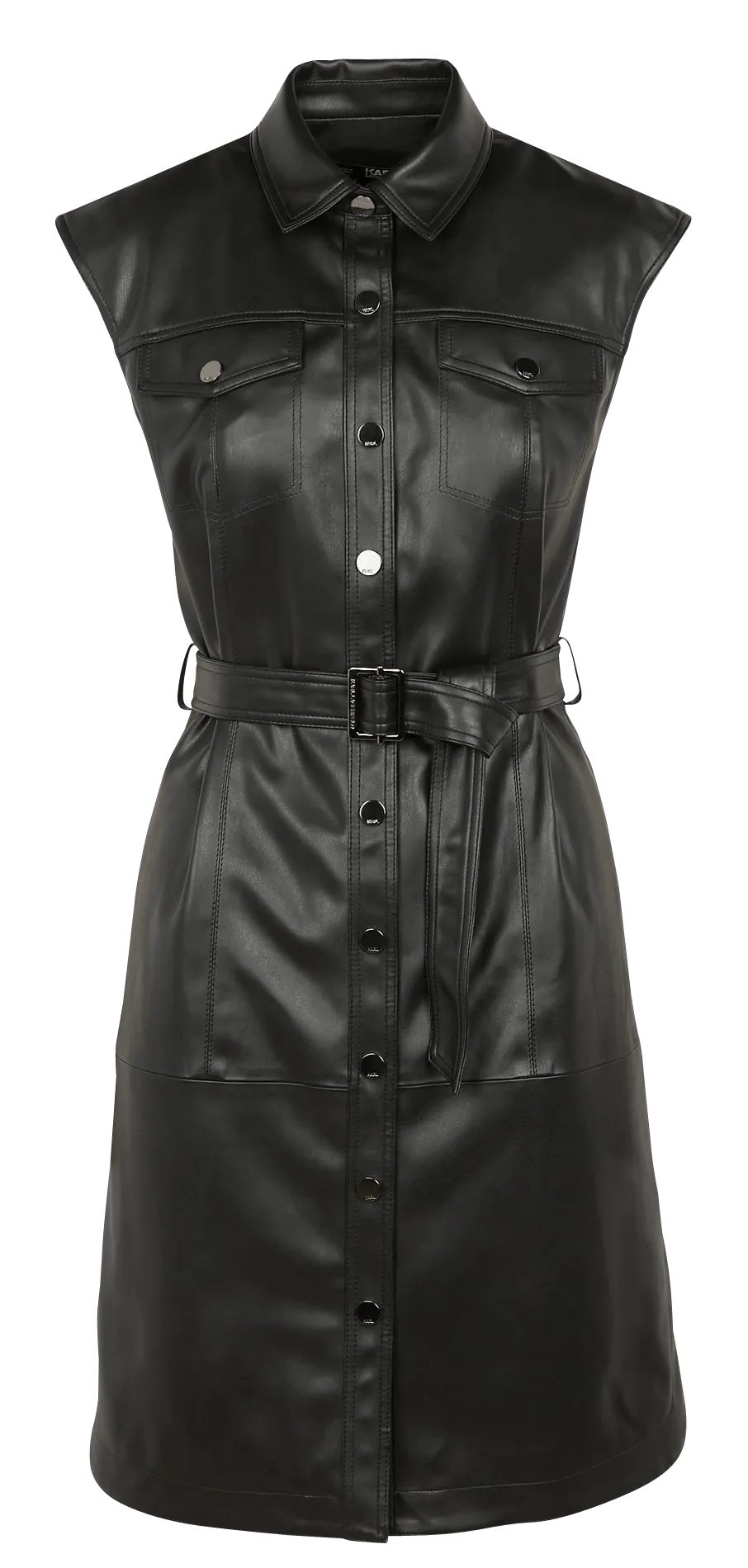  KARL LAGERFELD   Faux Leather Dress - Vestito corto con collo classico | Nero