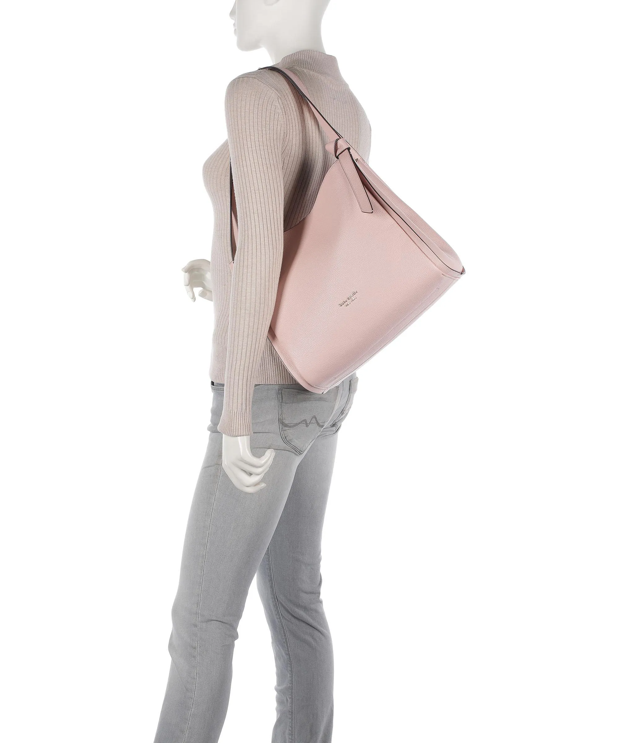  Kate Spade New York Knott Borsa hobo pelle di vacchetta grana rosa antico  