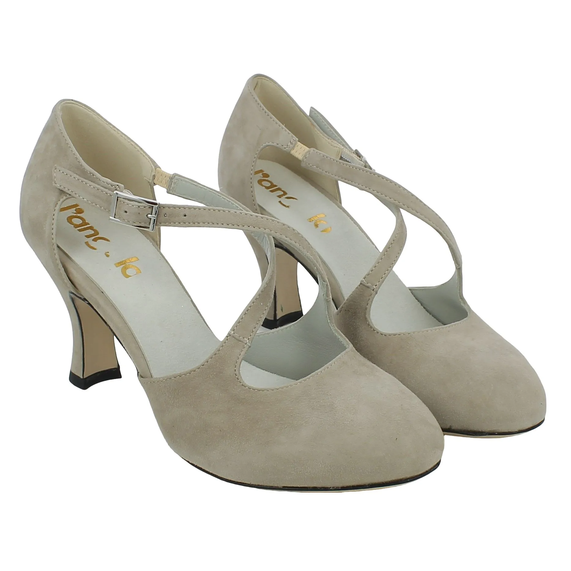 L'Angolo  Scarpa da ballo in camoscio beige tacco 7 