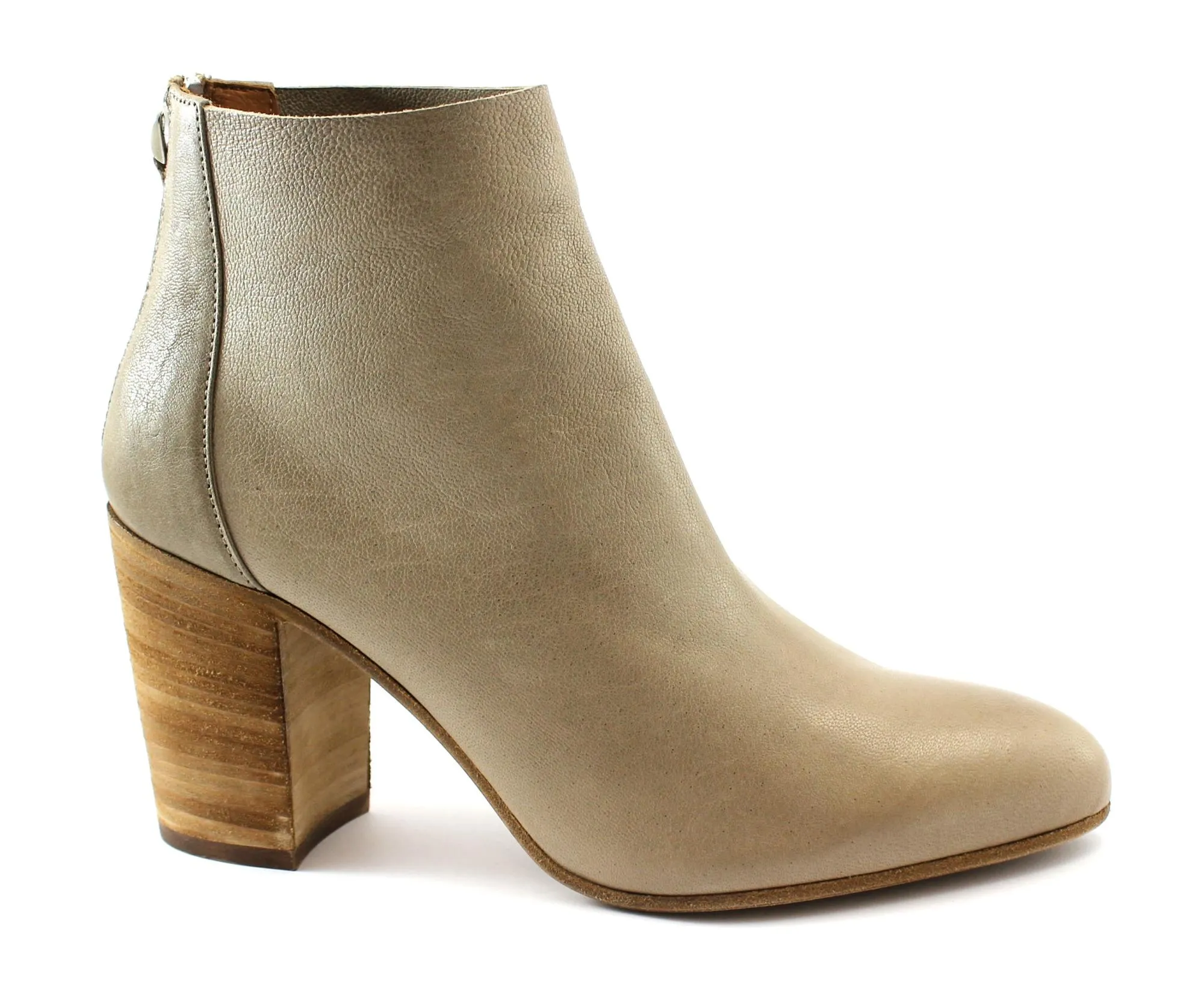 LES VENUES 9755 WEST taupe pelle scarpe tronchetto donna tacco zip