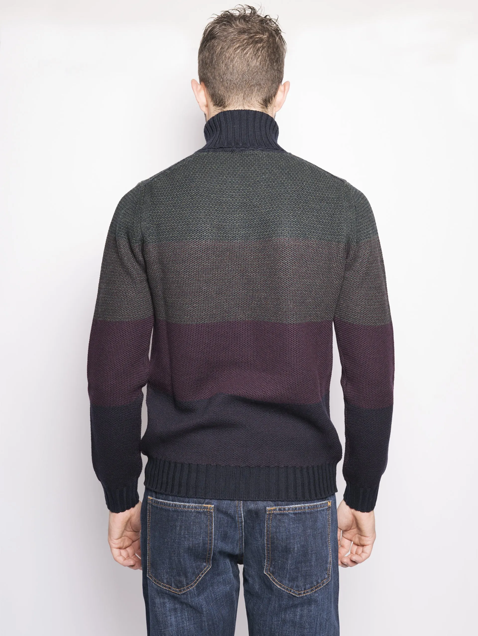 Maglia Collo Alto a Righe Blu