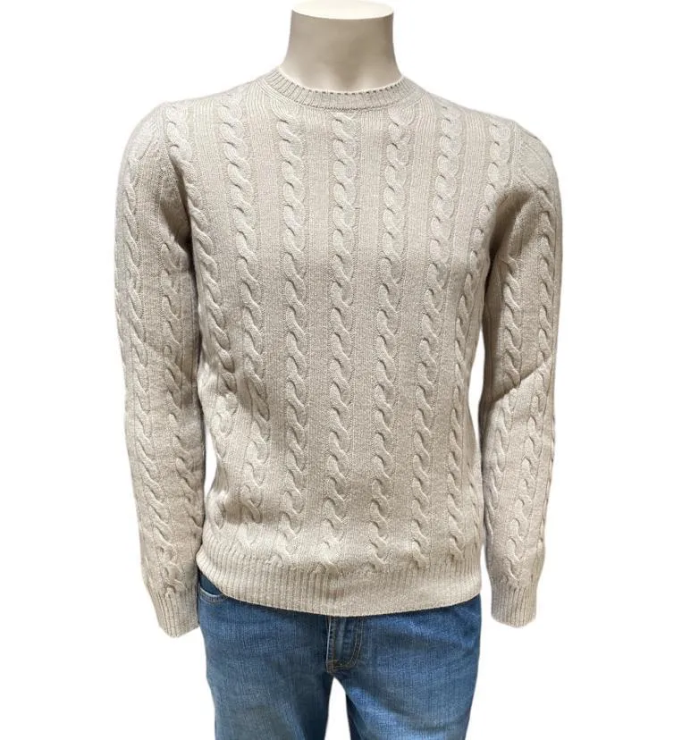 maglia girocollo a trecce fin 7 ferrante ai 23.24.