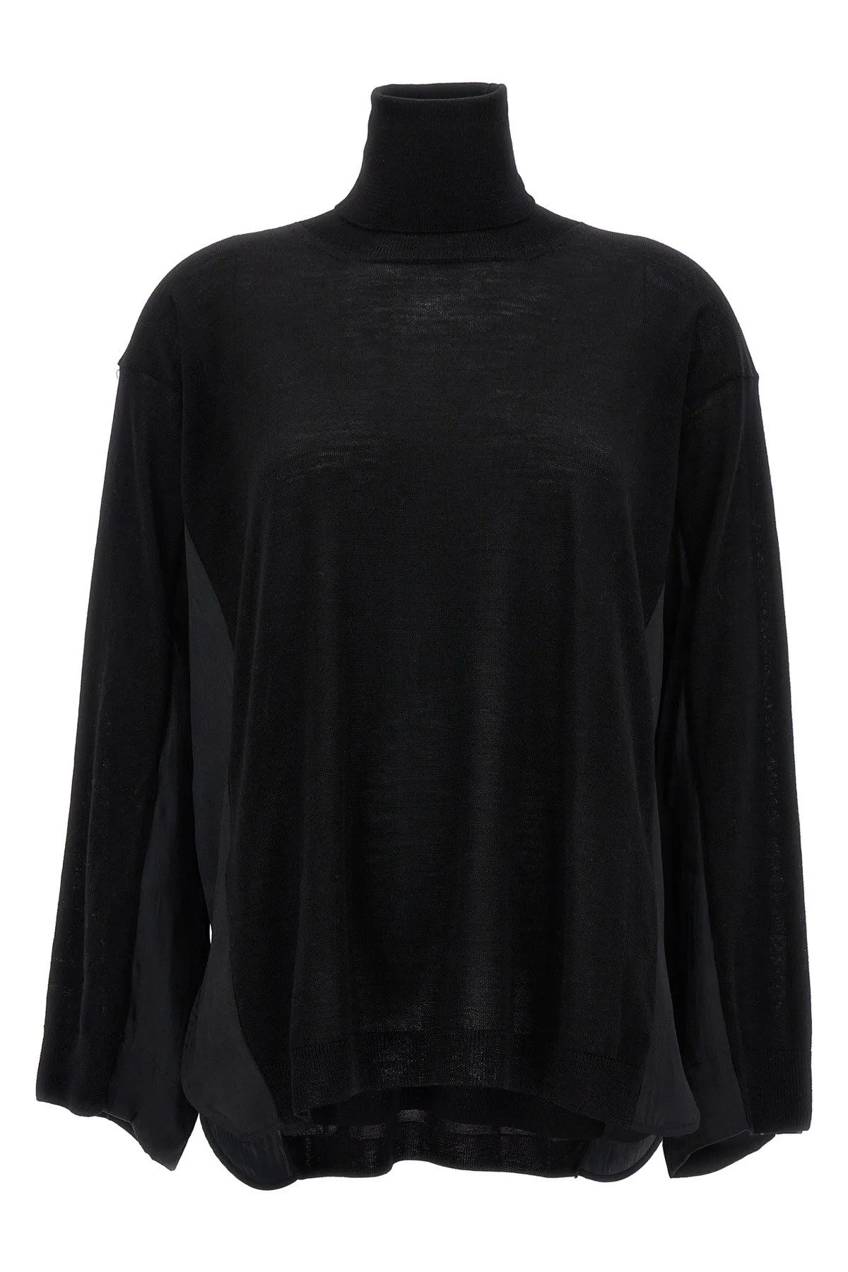 MAGLIA NERA CON LATI IN SATIN