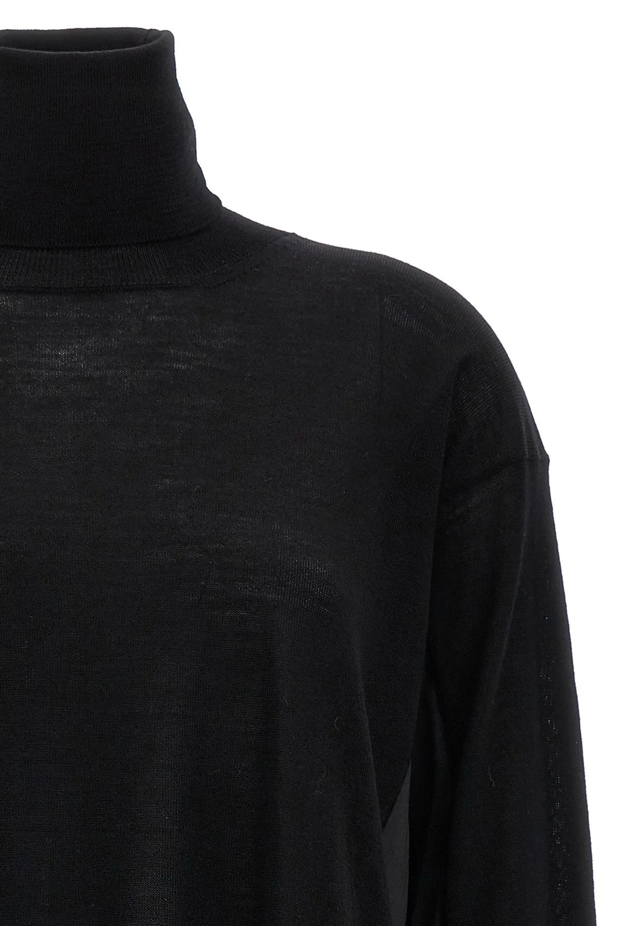 MAGLIA NERA CON LATI IN SATIN