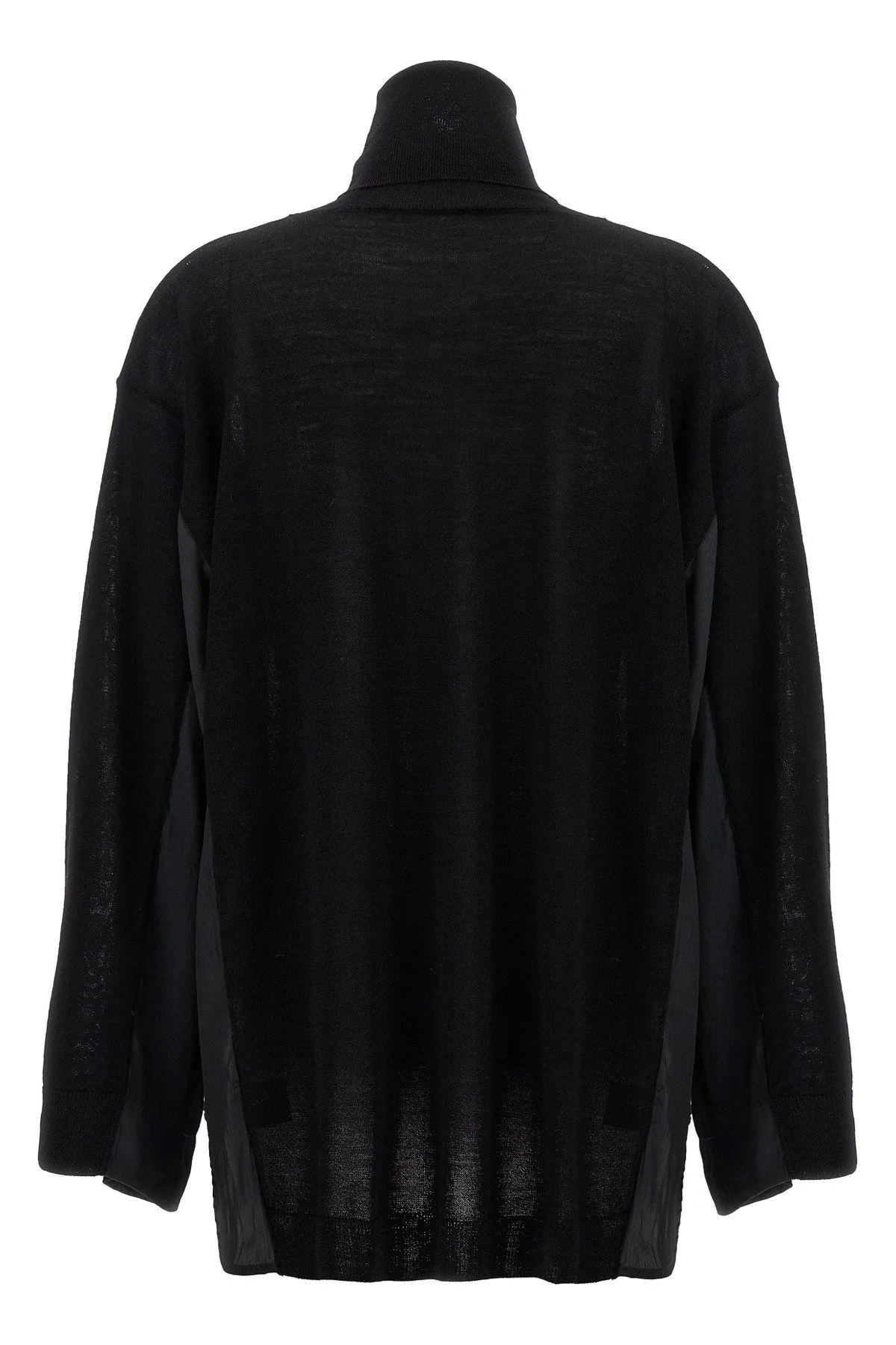 MAGLIA NERA CON LATI IN SATIN