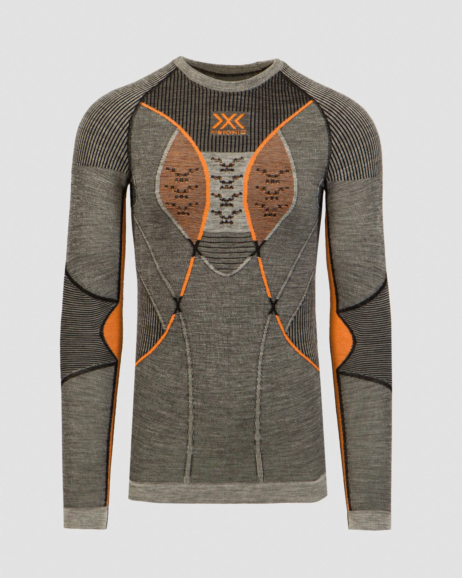 Maglietta a maniche lunghe termoattiva grigia da uomo X-Bionic Merino clwt06w23m-b080