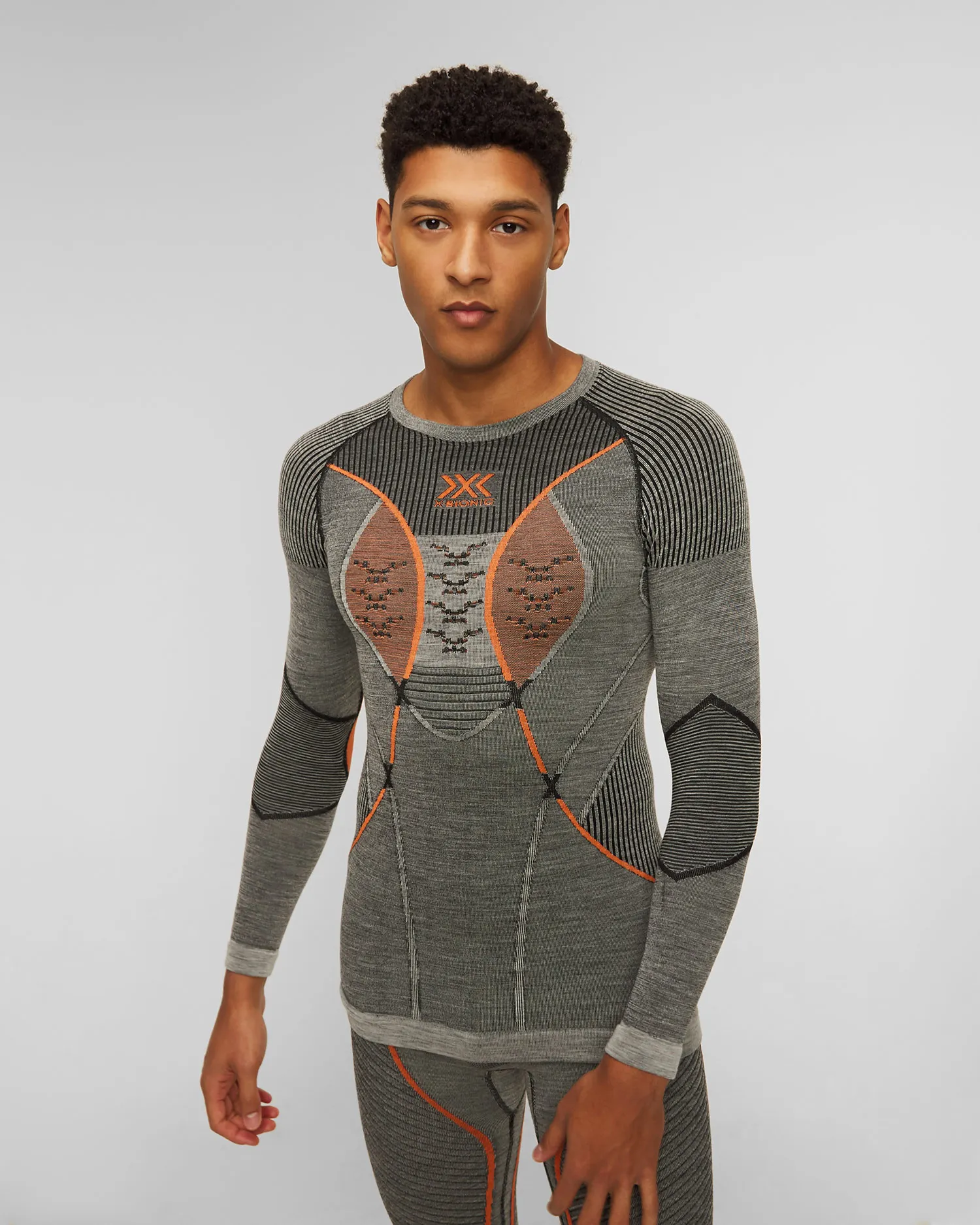 Maglietta a maniche lunghe termoattiva grigia da uomo X-Bionic Merino clwt06w23m-b080