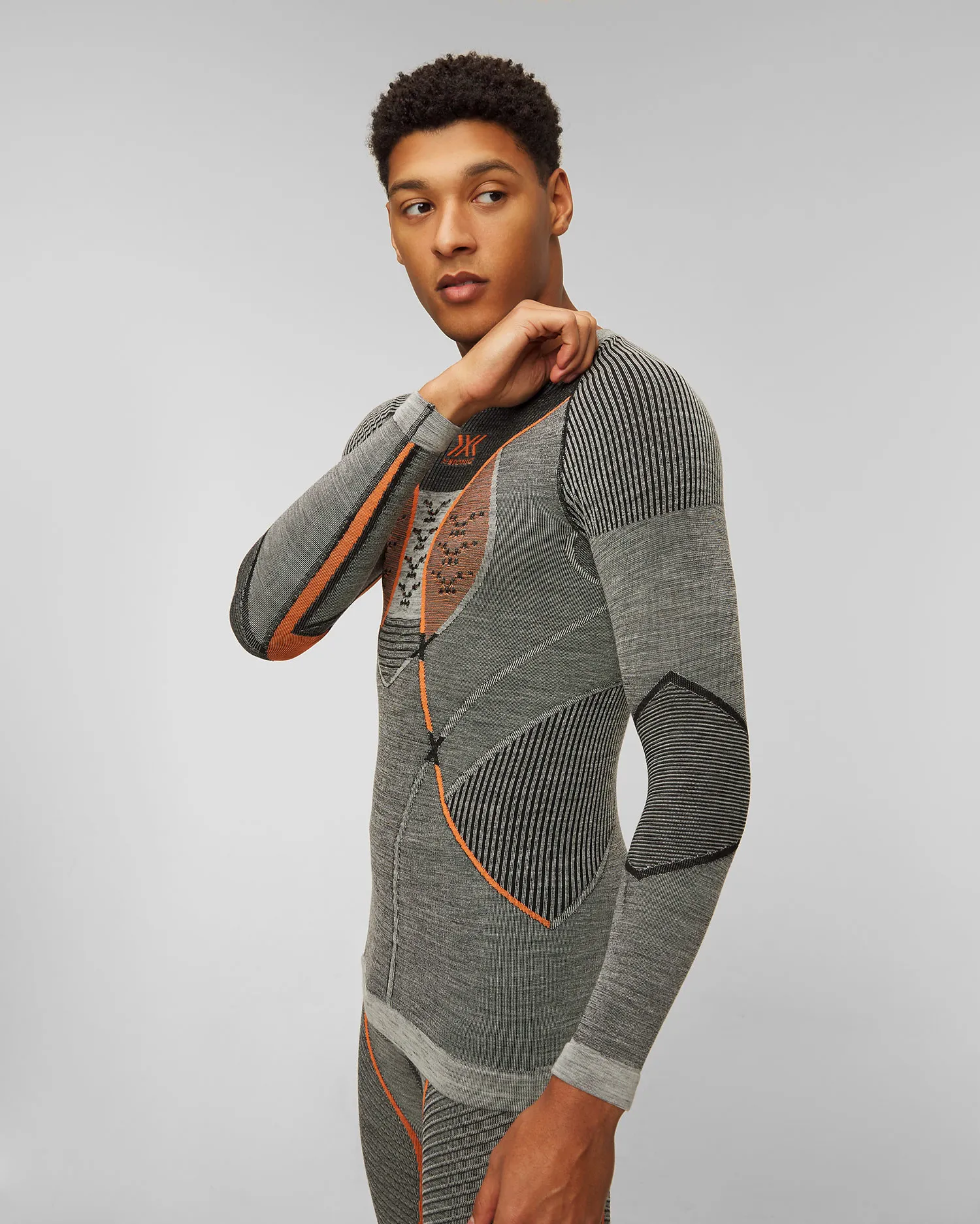 Maglietta a maniche lunghe termoattiva grigia da uomo X-Bionic Merino clwt06w23m-b080