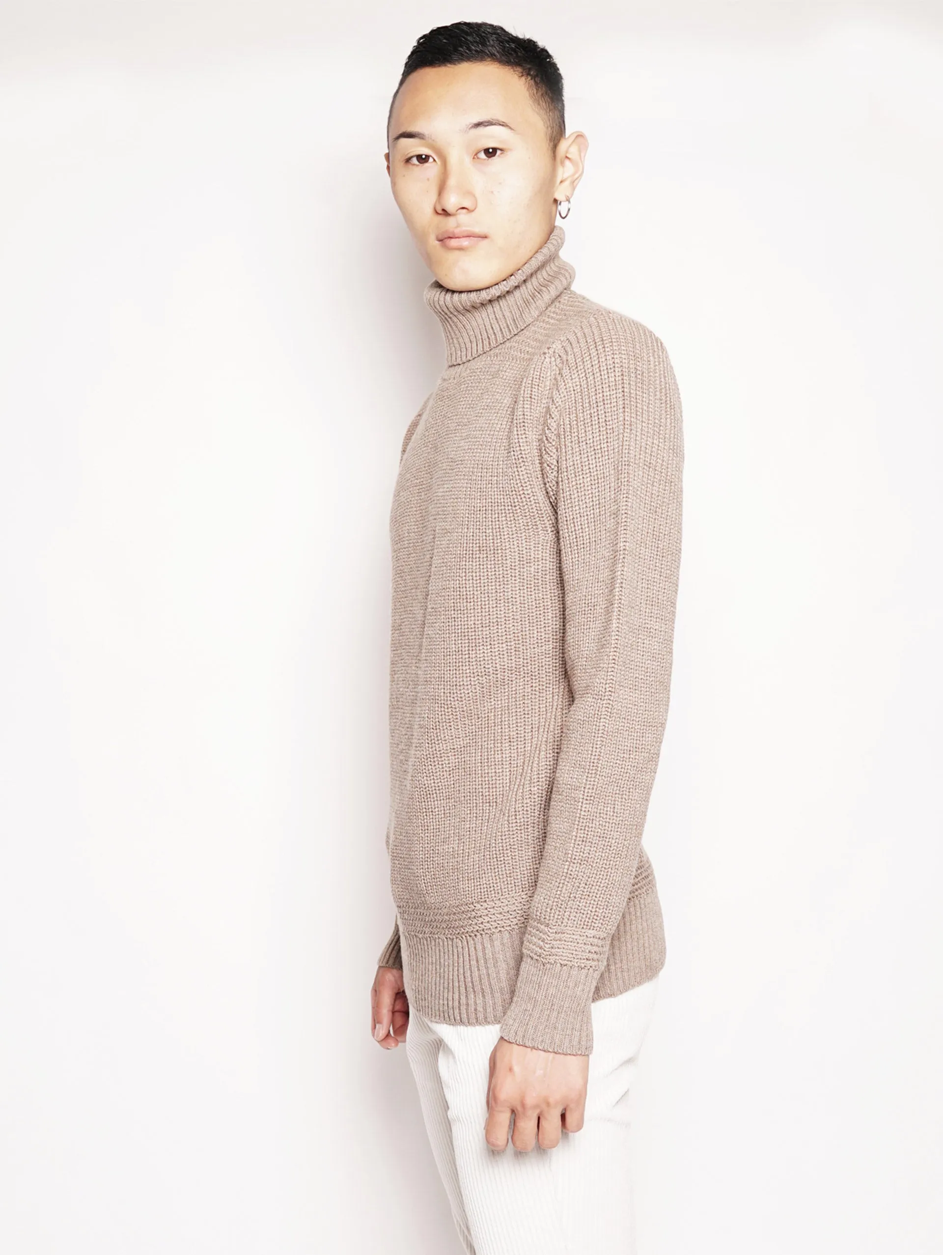 Maglione Collo Alto Beige