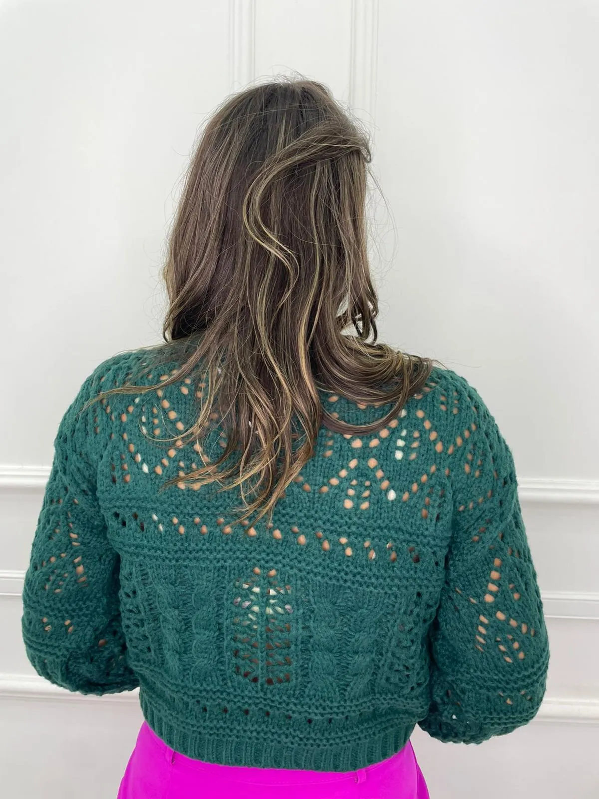 Maglione tinta unita trama traforata