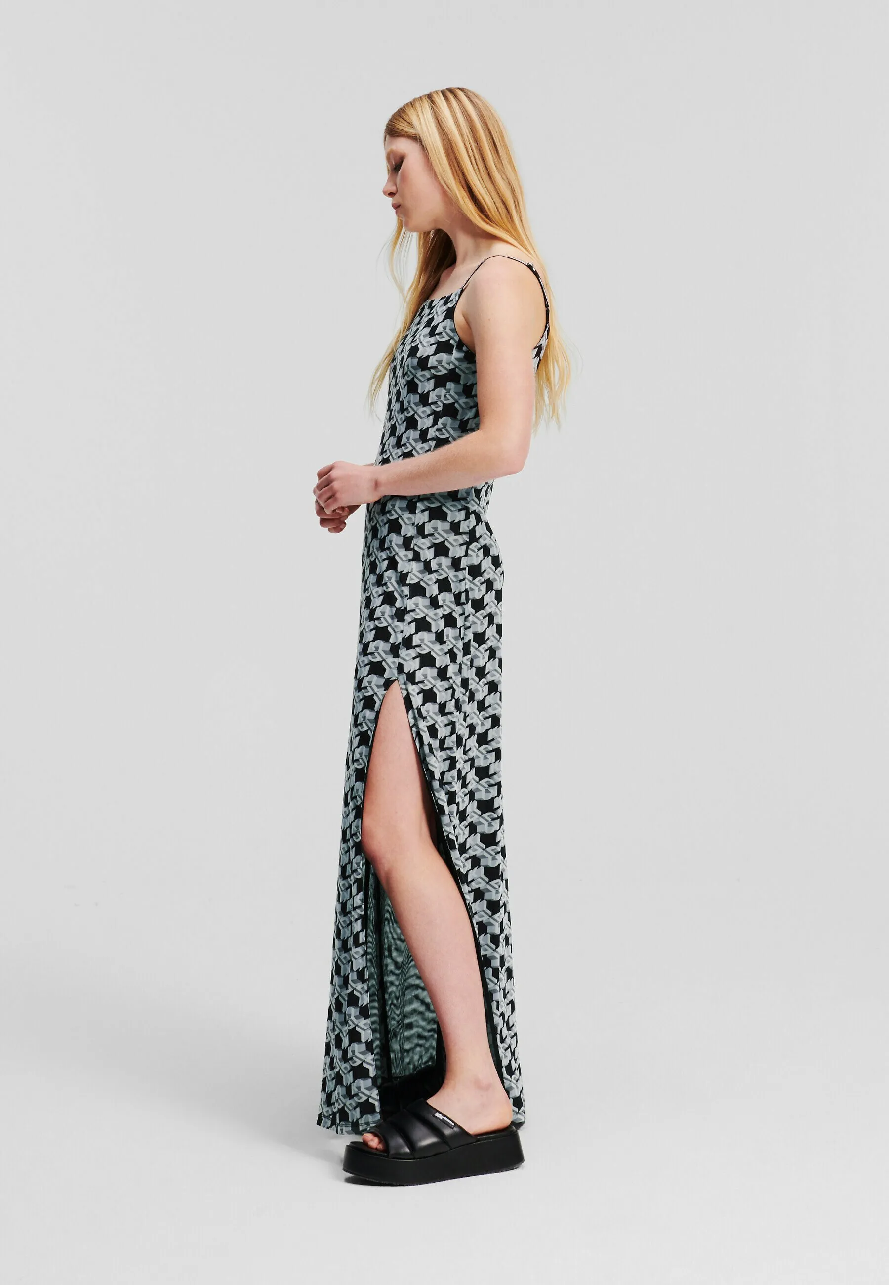 MAXI ALL-OVER PRINT MESH - Vestito lungo