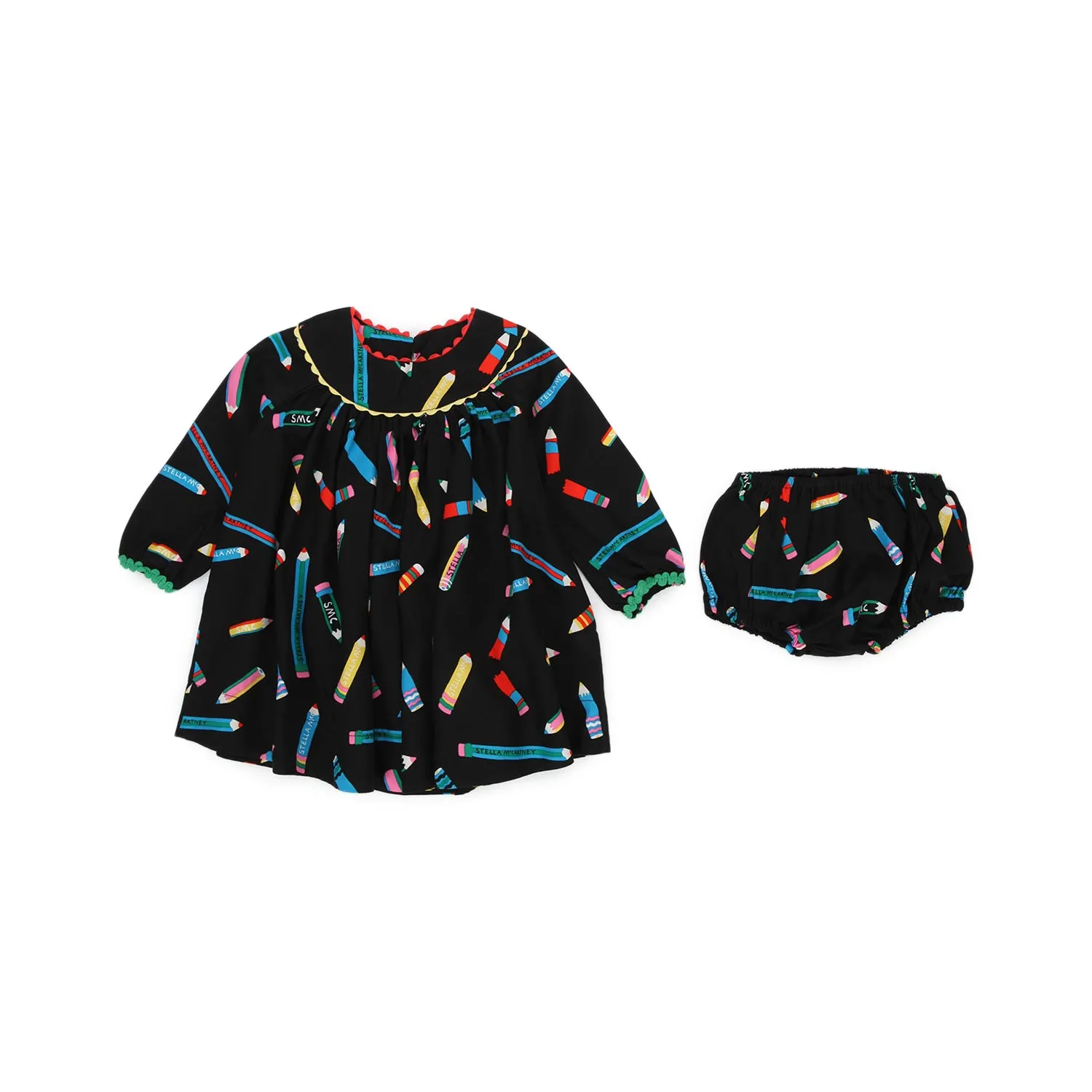 Mini Abito Nero E Multicolor Bimba