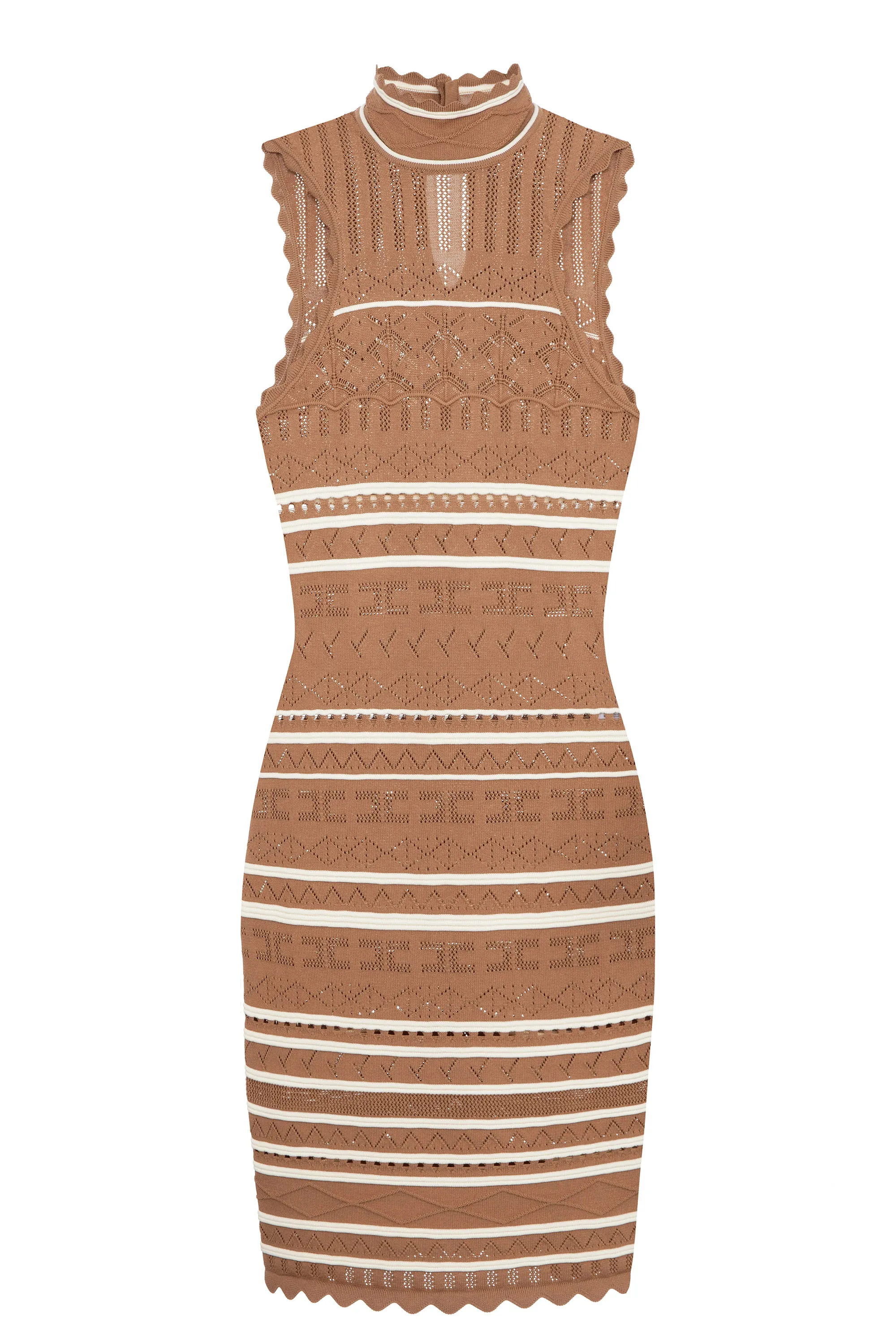 Miniabito crochet con collo alto