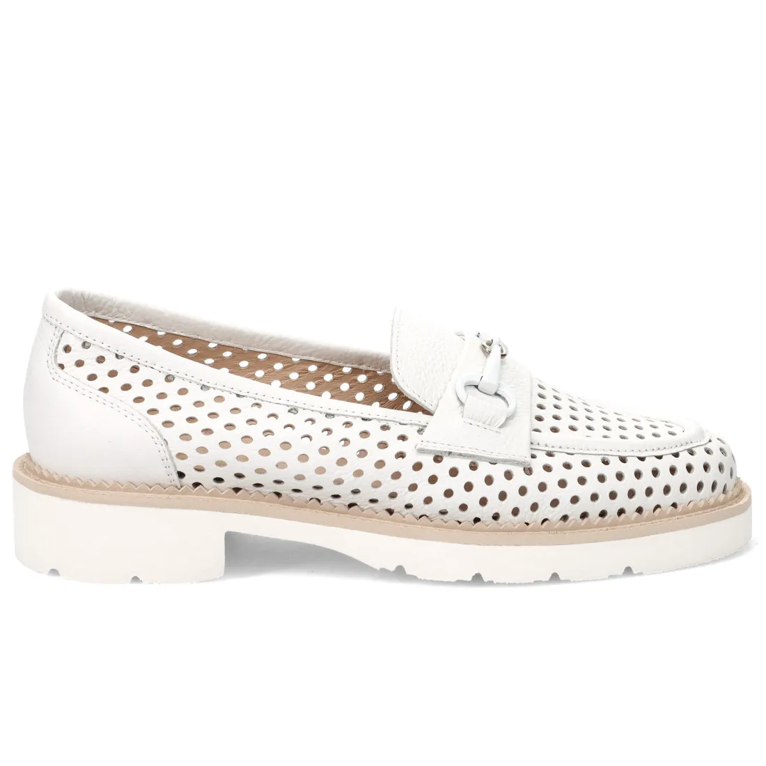 Mocassino da donna Luca Grossi in pelle forata bianca