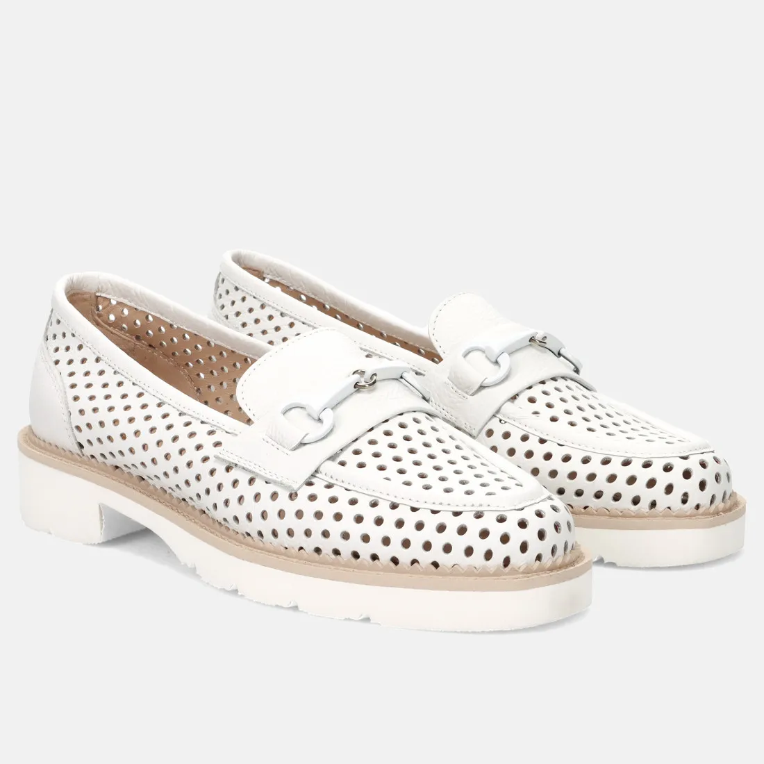Mocassino da donna Luca Grossi in pelle forata bianca