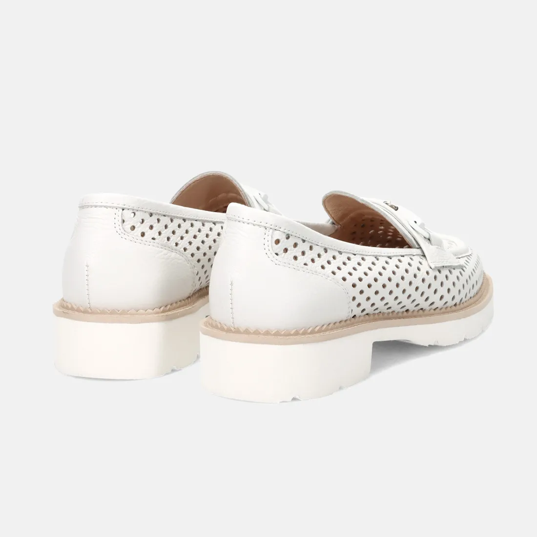 Mocassino da donna Luca Grossi in pelle forata bianca