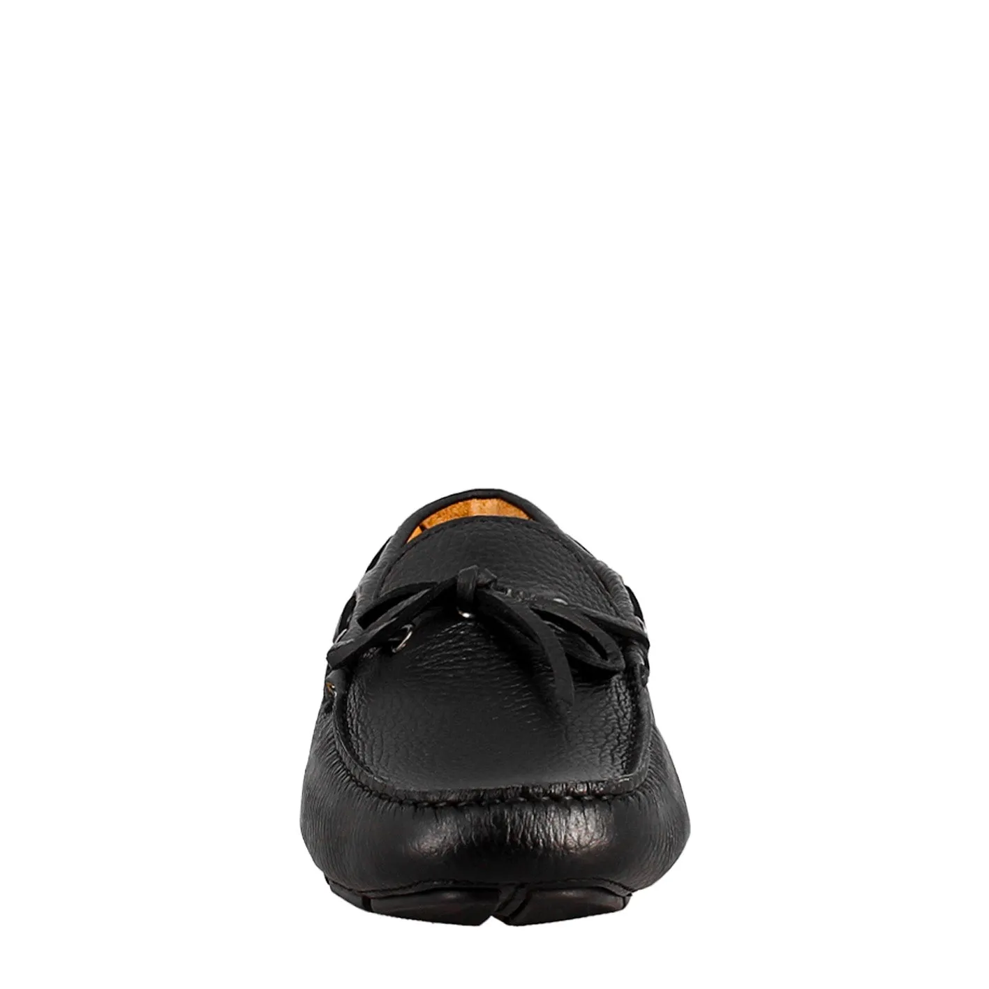Mocassino tubolare con lacci da uomo in pelle color nero