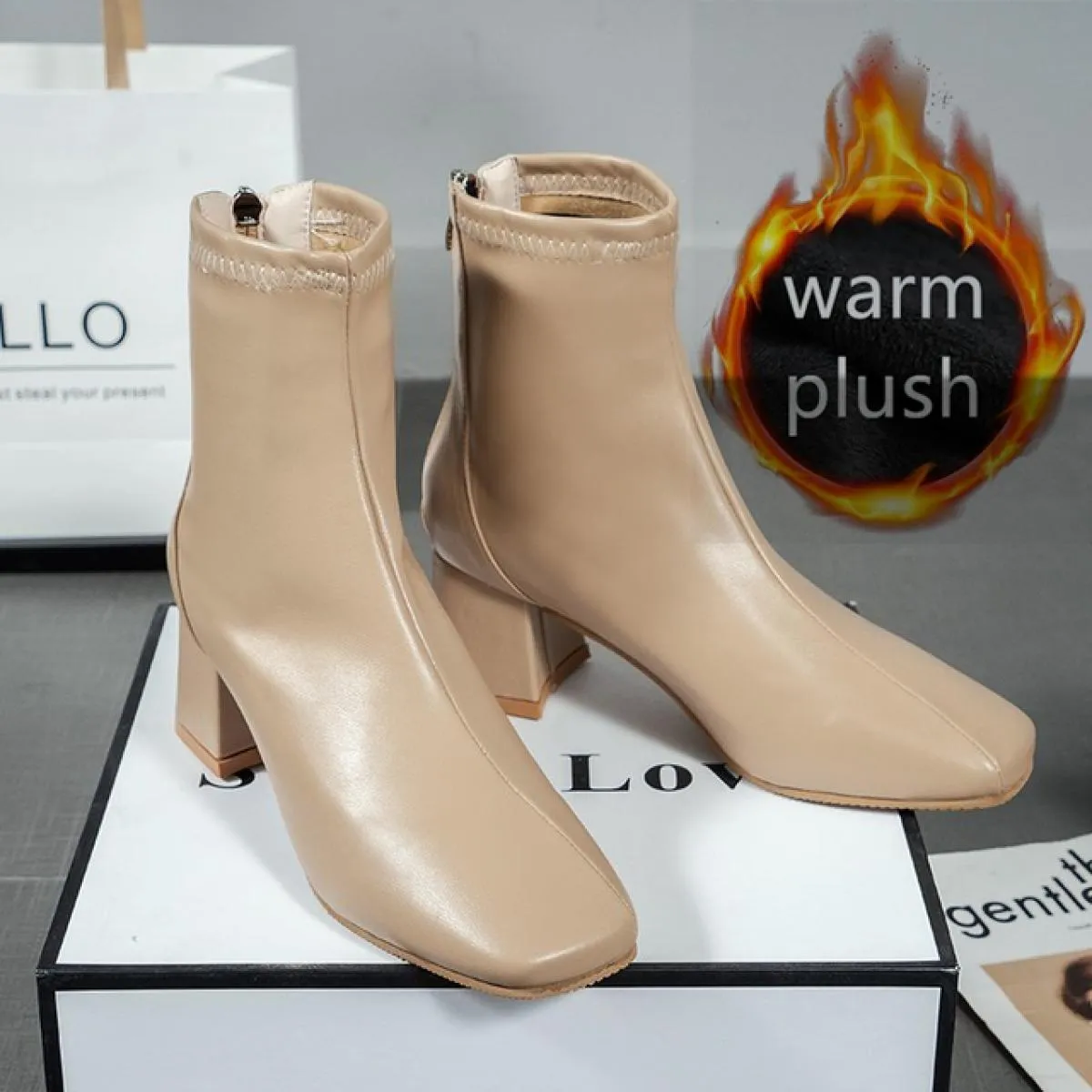 Moda Bianco Tacco Alto Stivaletti Donna Autunno E Inverno Punta a punta Stivali da Donna 2022 Nuovi Stivali Moderni Donna Alta H