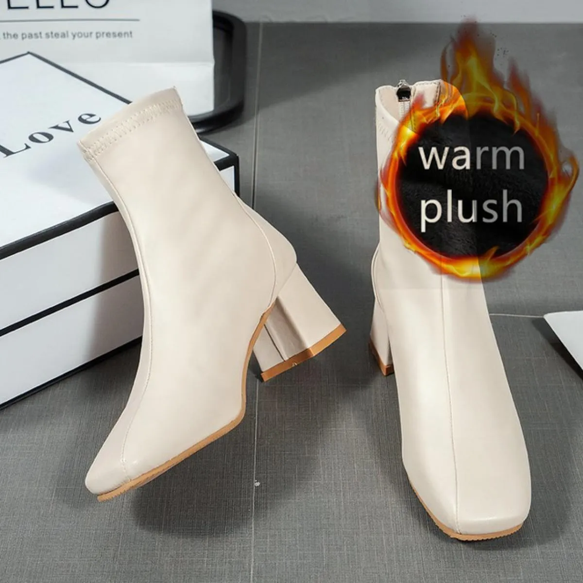 Moda Bianco Tacco Alto Stivaletti Donna Autunno E Inverno Punta a punta Stivali da Donna 2022 Nuovi Stivali Moderni Donna Alta H