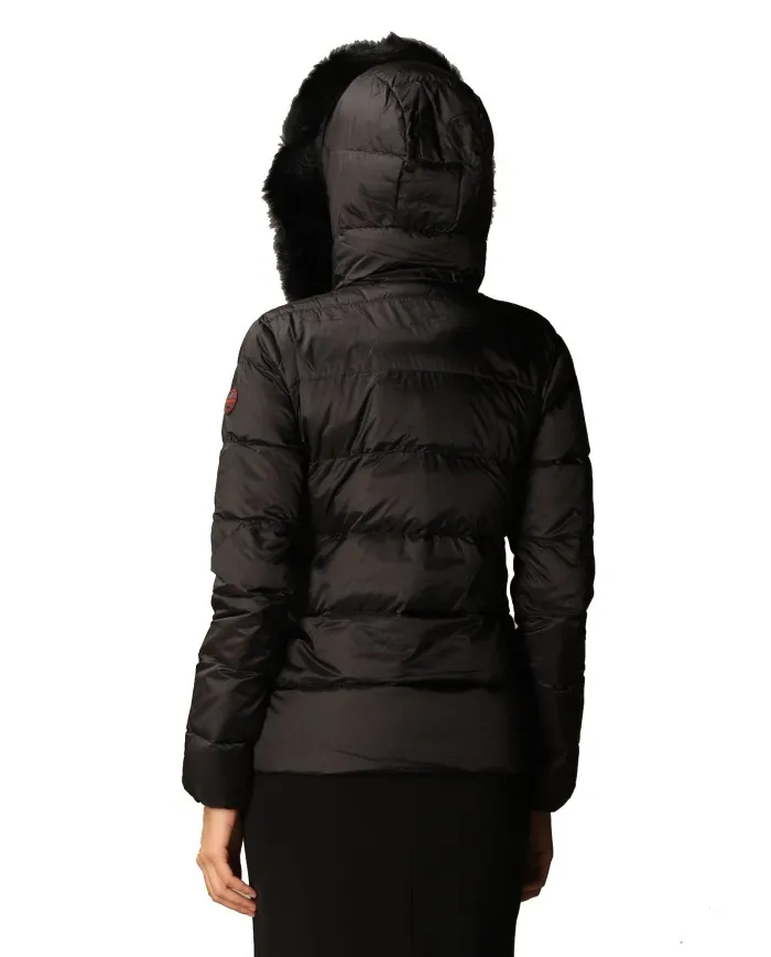 MUSEUM Piumino Donna Arlette Fur A-ET Gicca Cappuccio Pelliccia Nero 002 BLACK