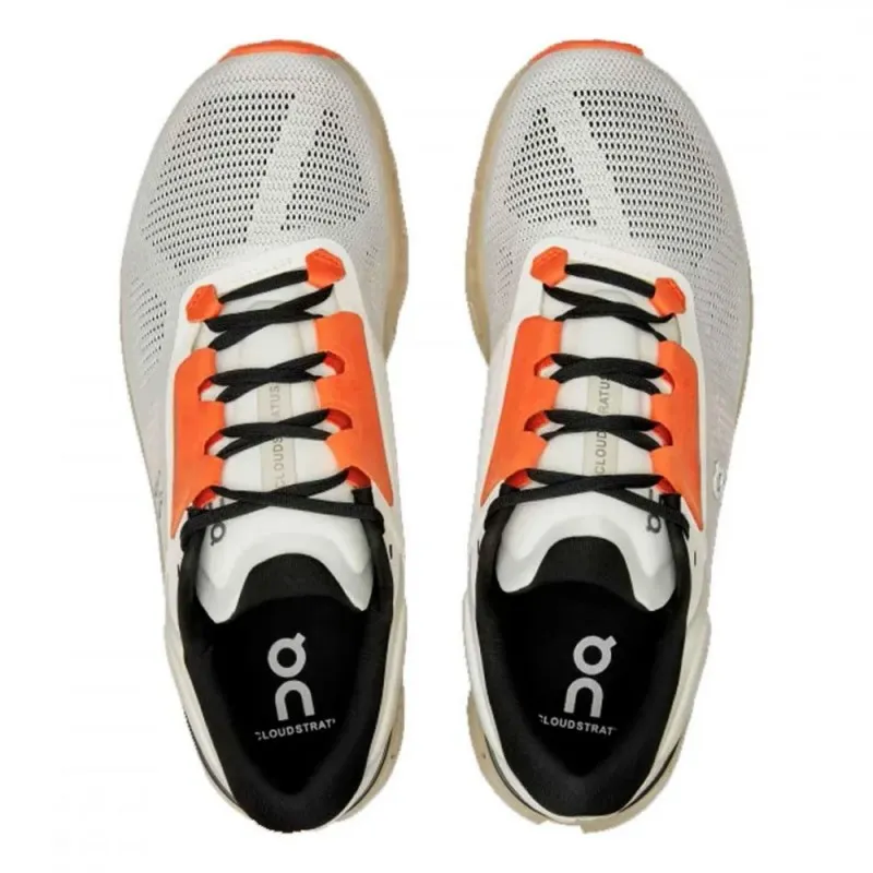 On Cloudstratus 3 Undyed Bianco Arancio - Scarpe Running Uomo