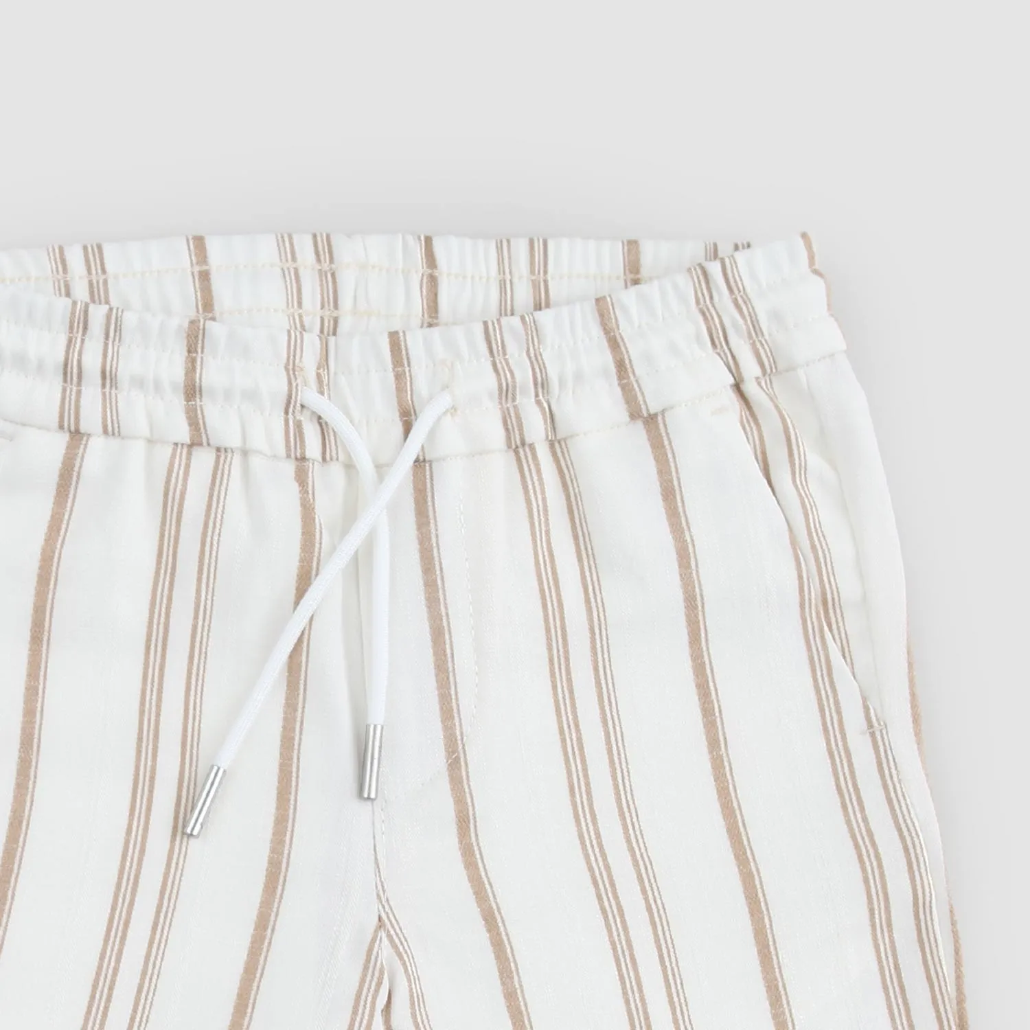 Pantaloncino Bianco A Righe Marroni Bambino