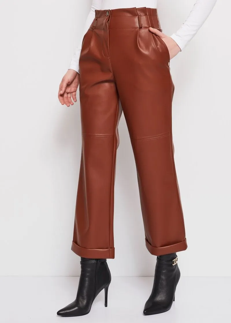 Pantaloni cropped in simil pelle