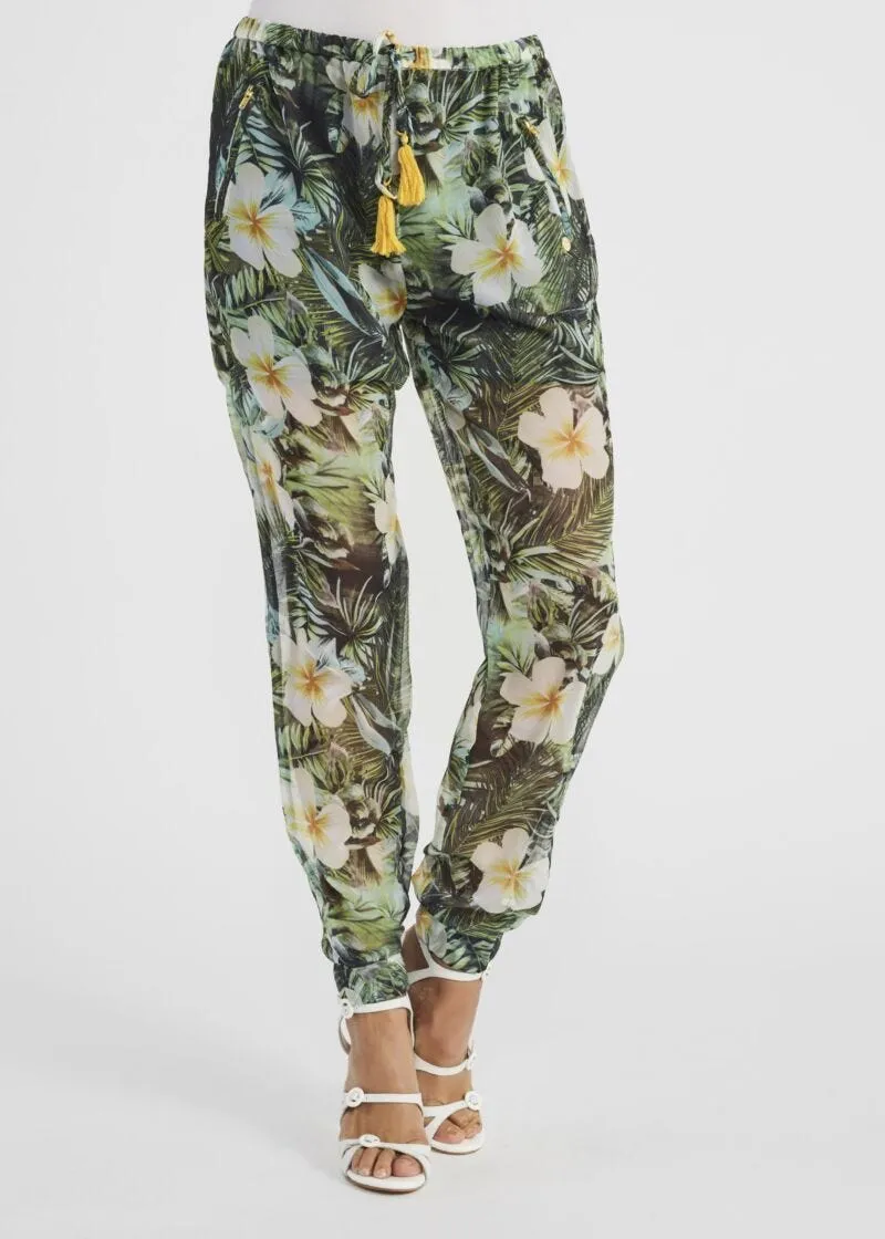 Pantaloni georgette tropicale