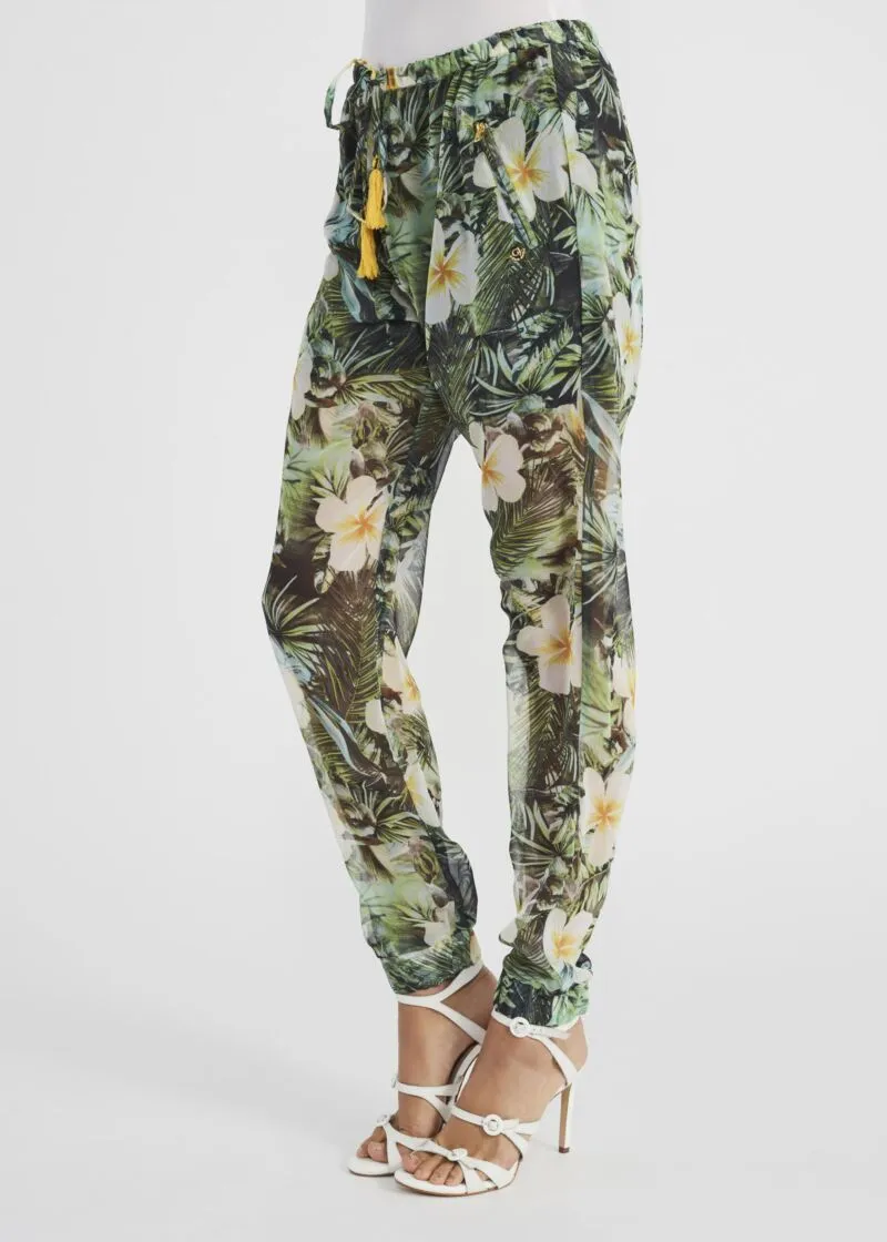 Pantaloni georgette tropicale