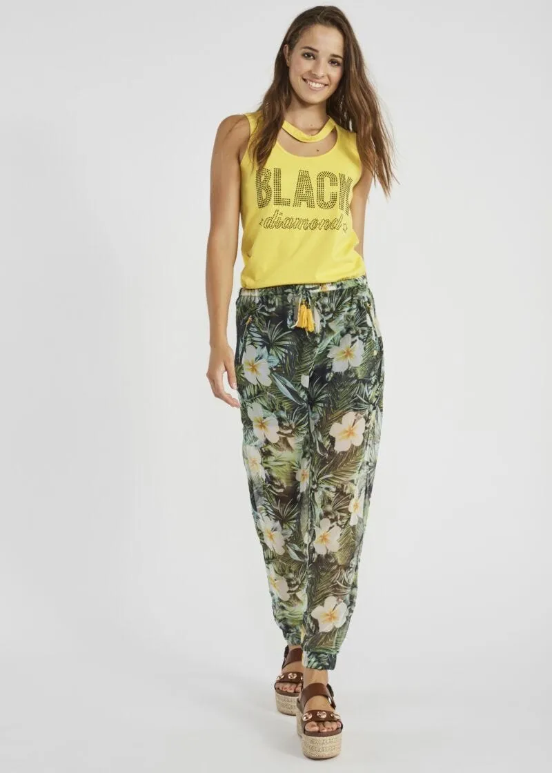 Pantaloni georgette tropicale