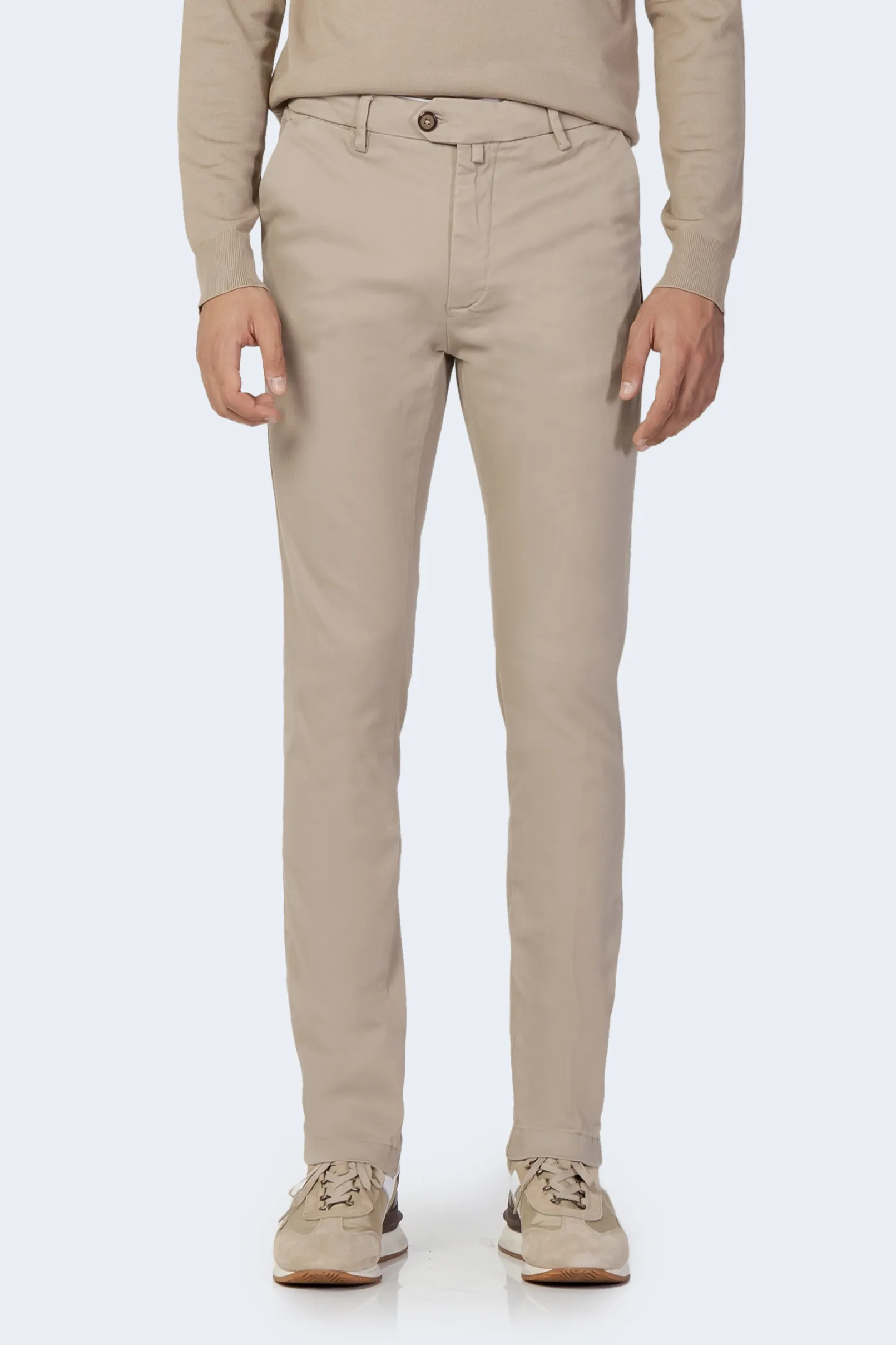 Pantaloni slim Borghese twill Beige