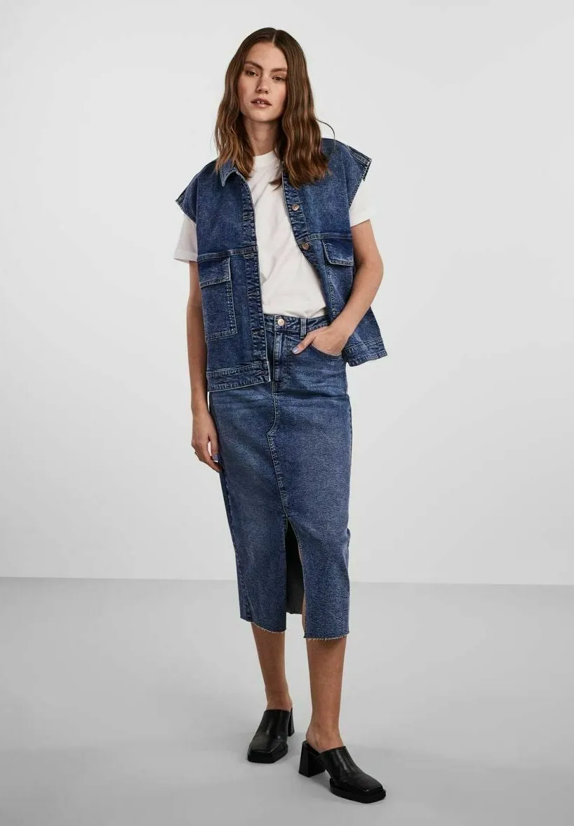 PCJESSIE MIDI SKIRT - Gonna di jeans