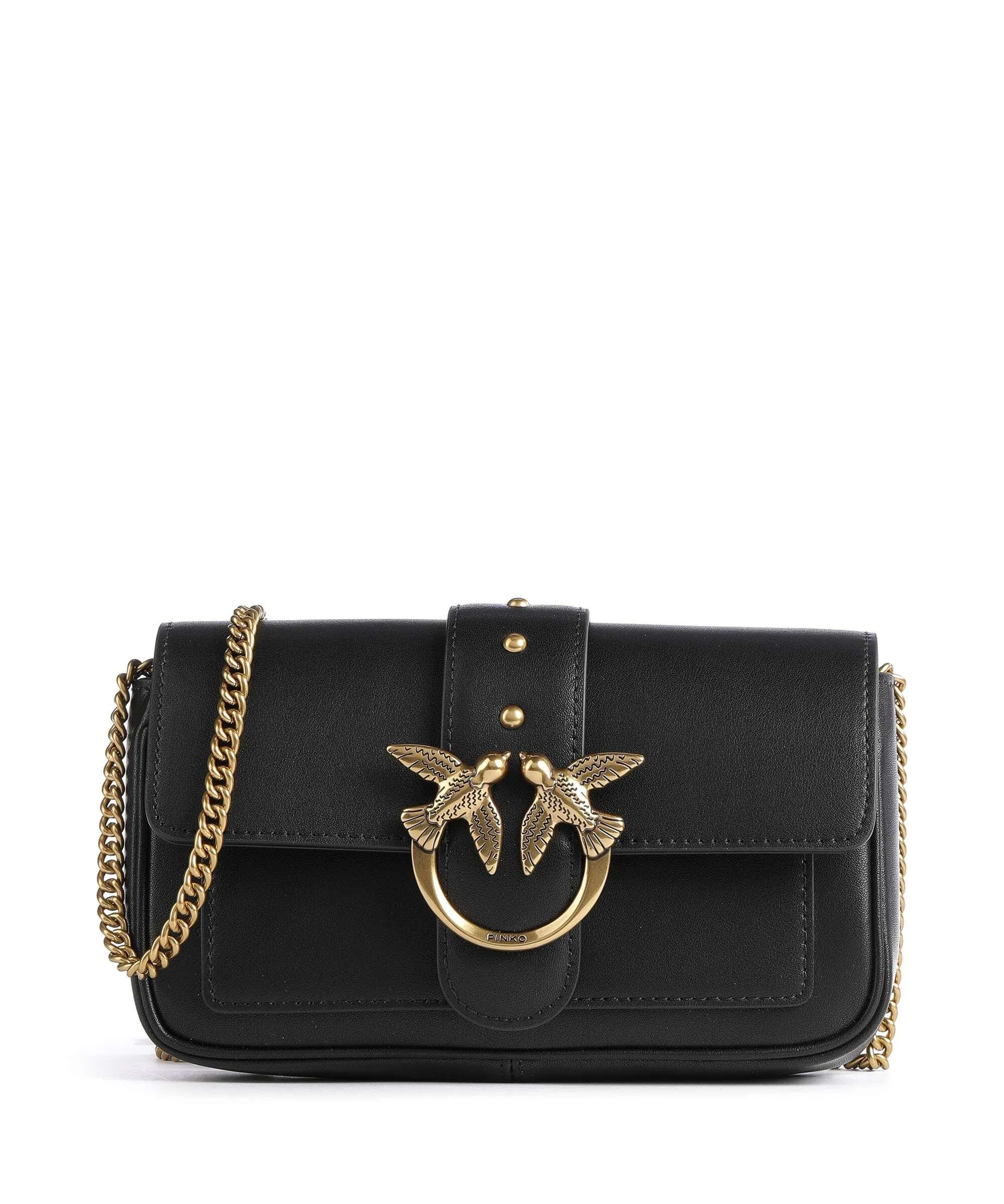  Pinko Love One Borsa a tracolla pelle a grana fine nero  